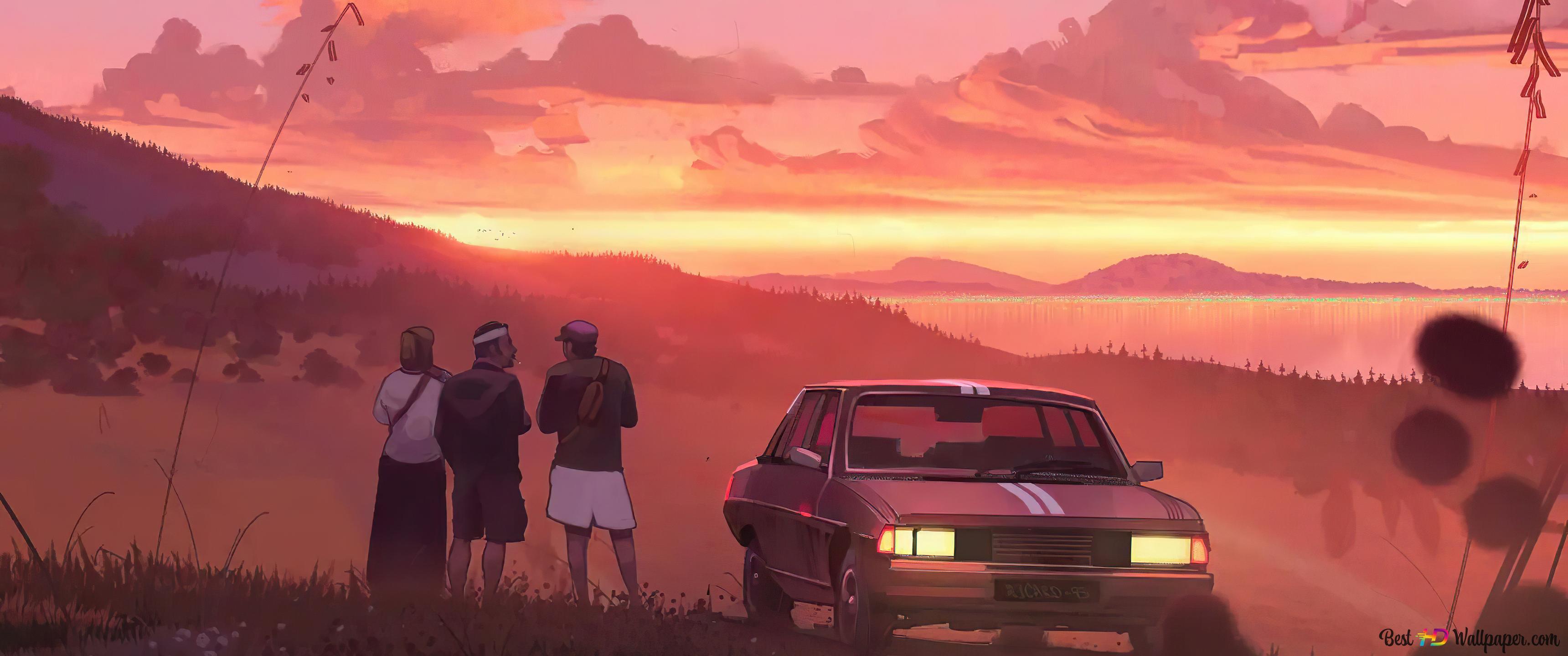 Summer sunset & friends holiday 4K