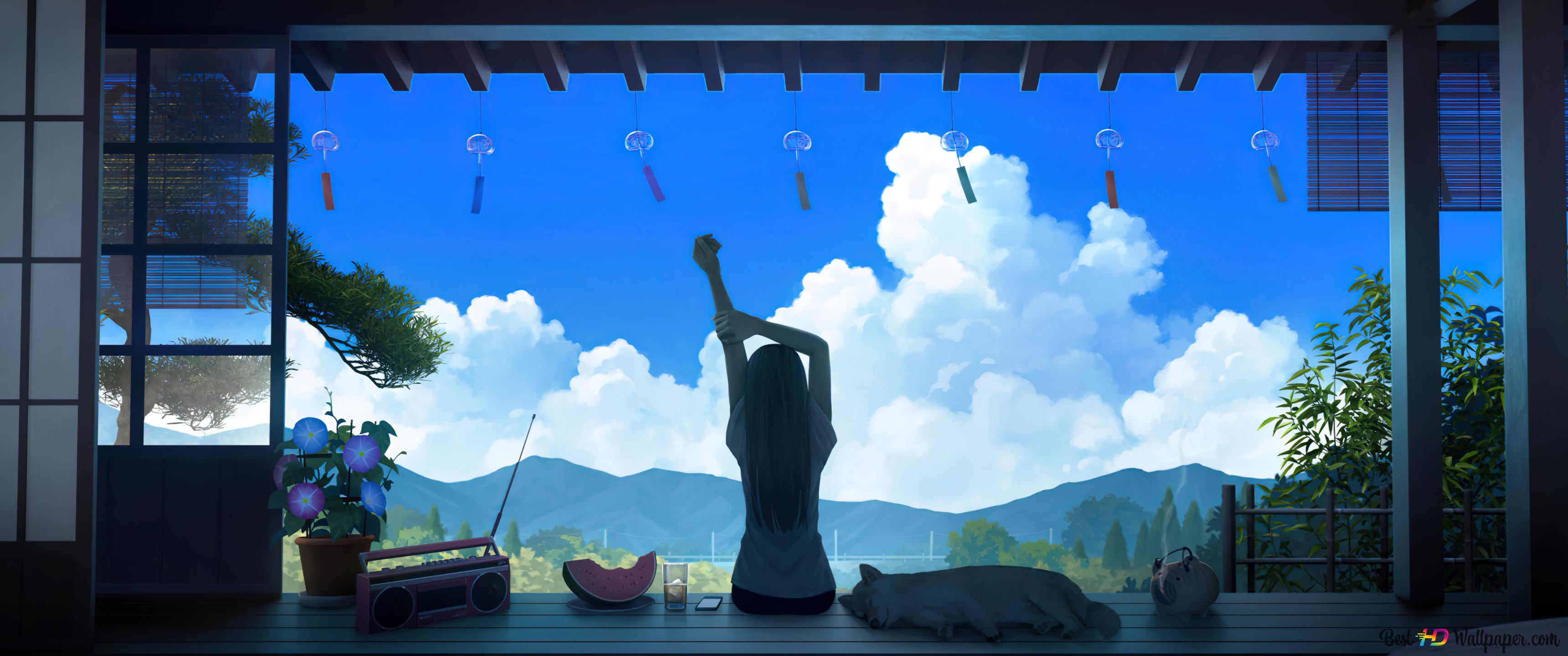 Summertime with dog 4K wallpaper download