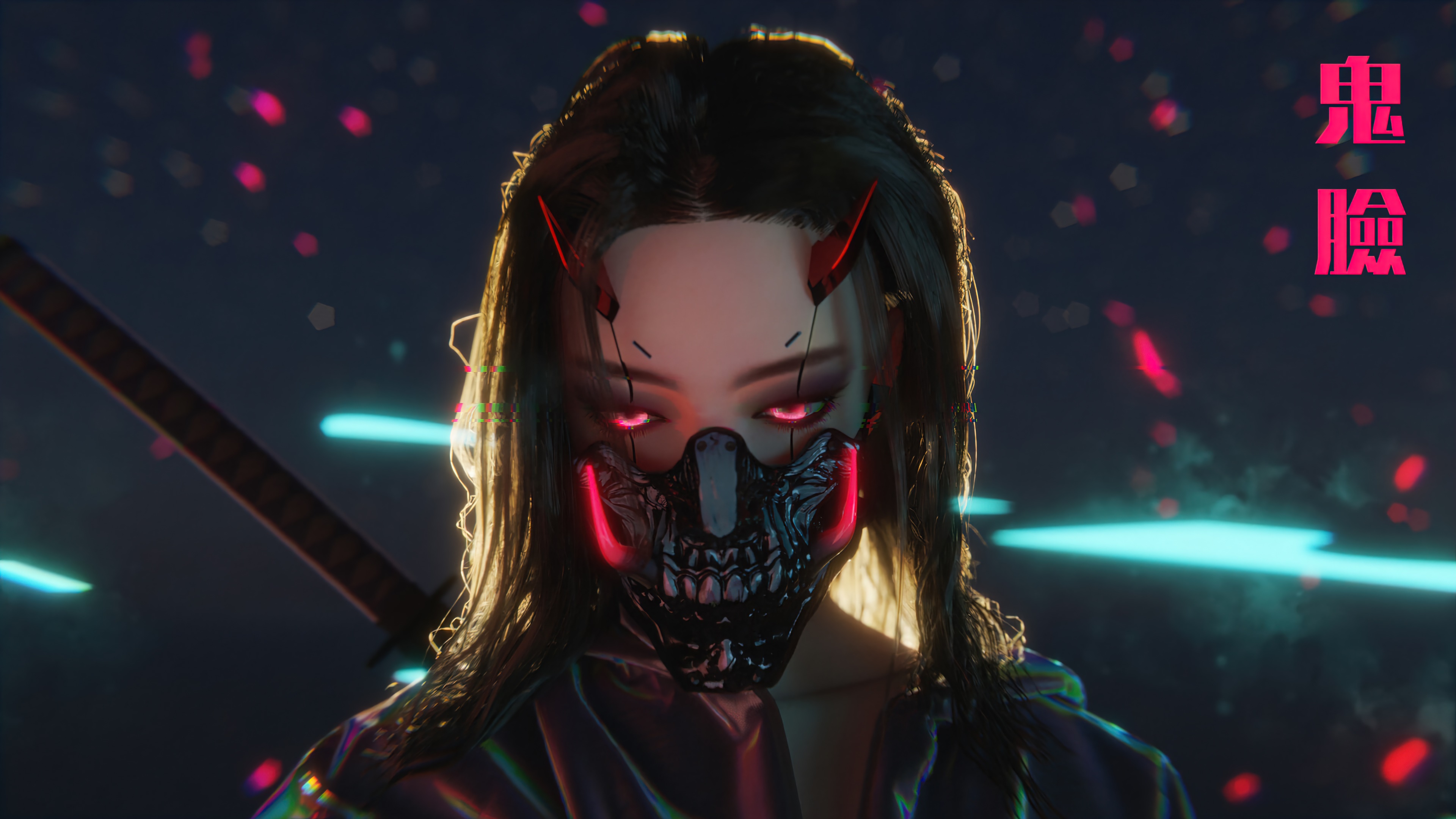 cyberpunk, girl, mask, digital art, 4k, pc Gallery HD Wallpaper