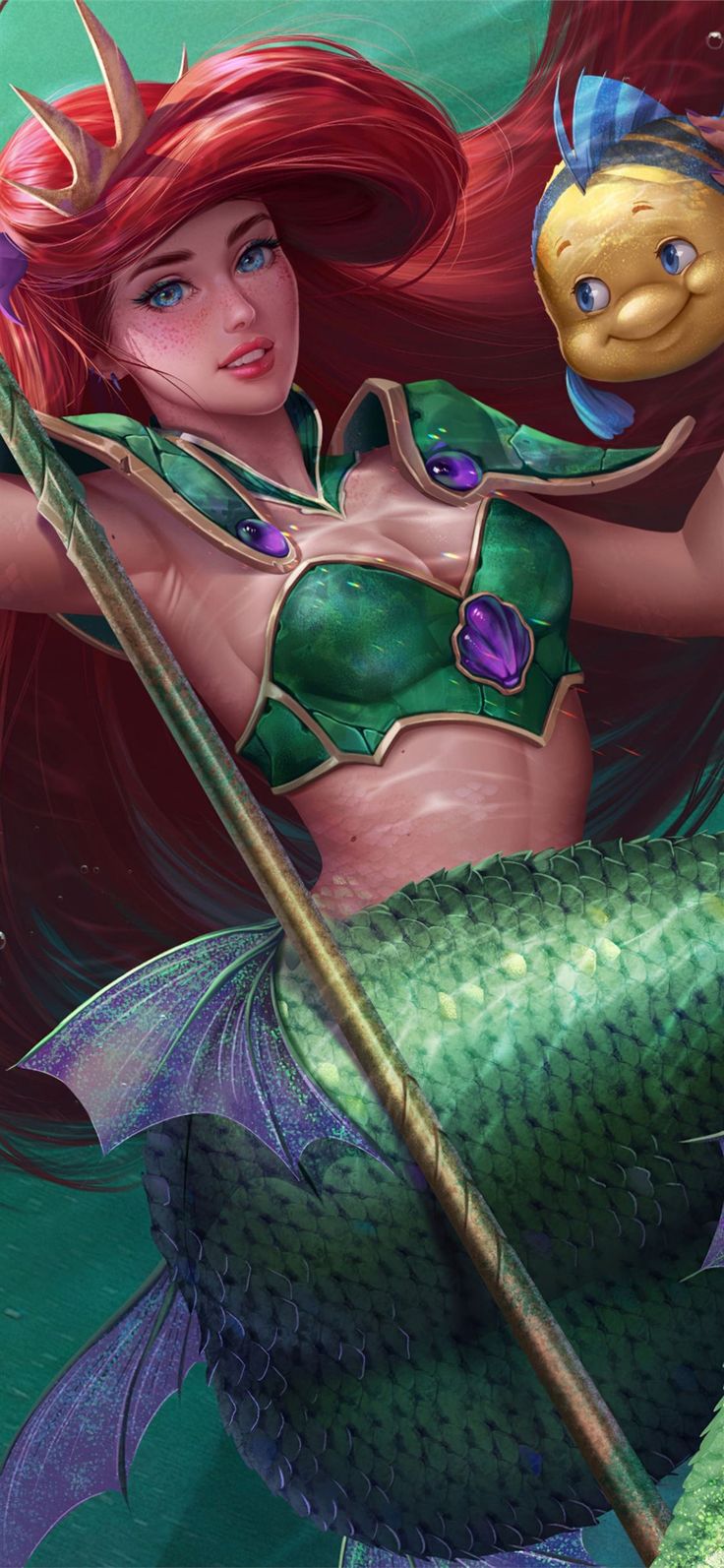 little mermaid fish 4k iPhone 11 Wallpaper