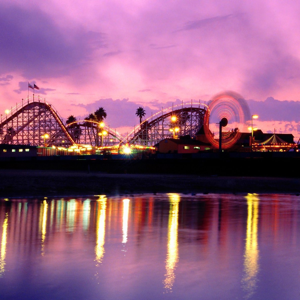 Summer Twilight / Santa Cruz Beach / California / USA Desktop wallpaper 1024x1024
