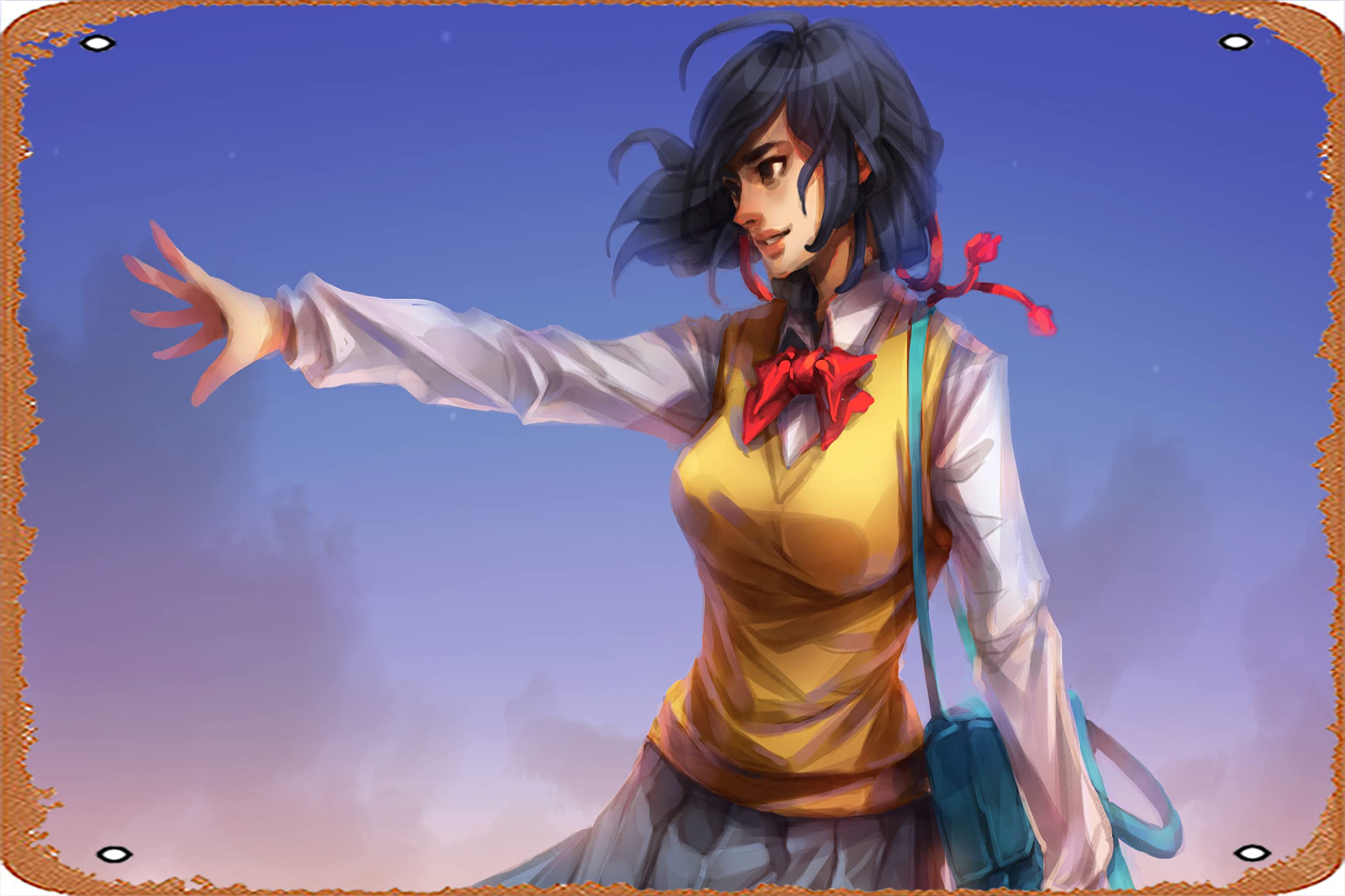 Amazon.com, Anime School Girl Art, HD Anime, 4k Wallpaper, Image, Background, Photo and Picture Poster, Metal Tin Sign, Vintage Style Wall Ornament Coffee & Bar Decor, Size 8 X 12