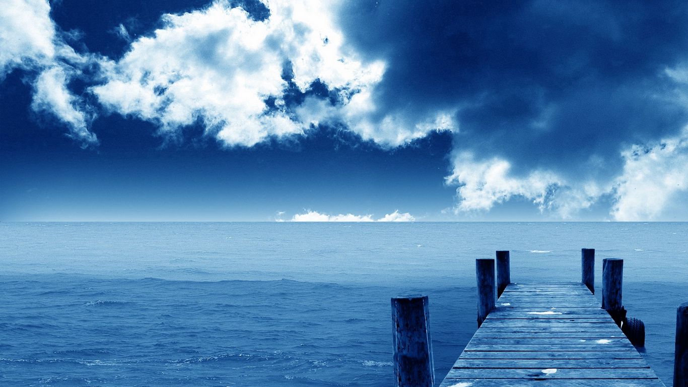 Download wallpaper 1366x768 sea, pier