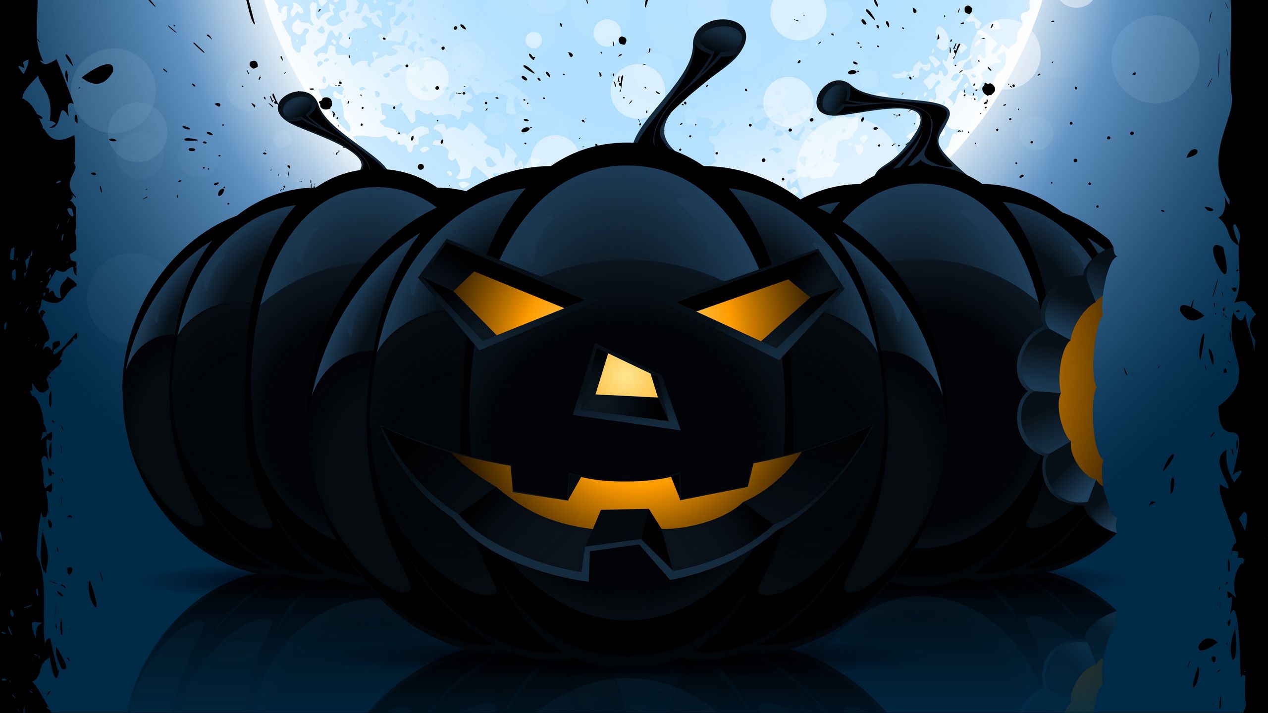 Download wallpaper 2560x1440 halloween, pumpkin, pattern, dark widescreen 16:9 HD background