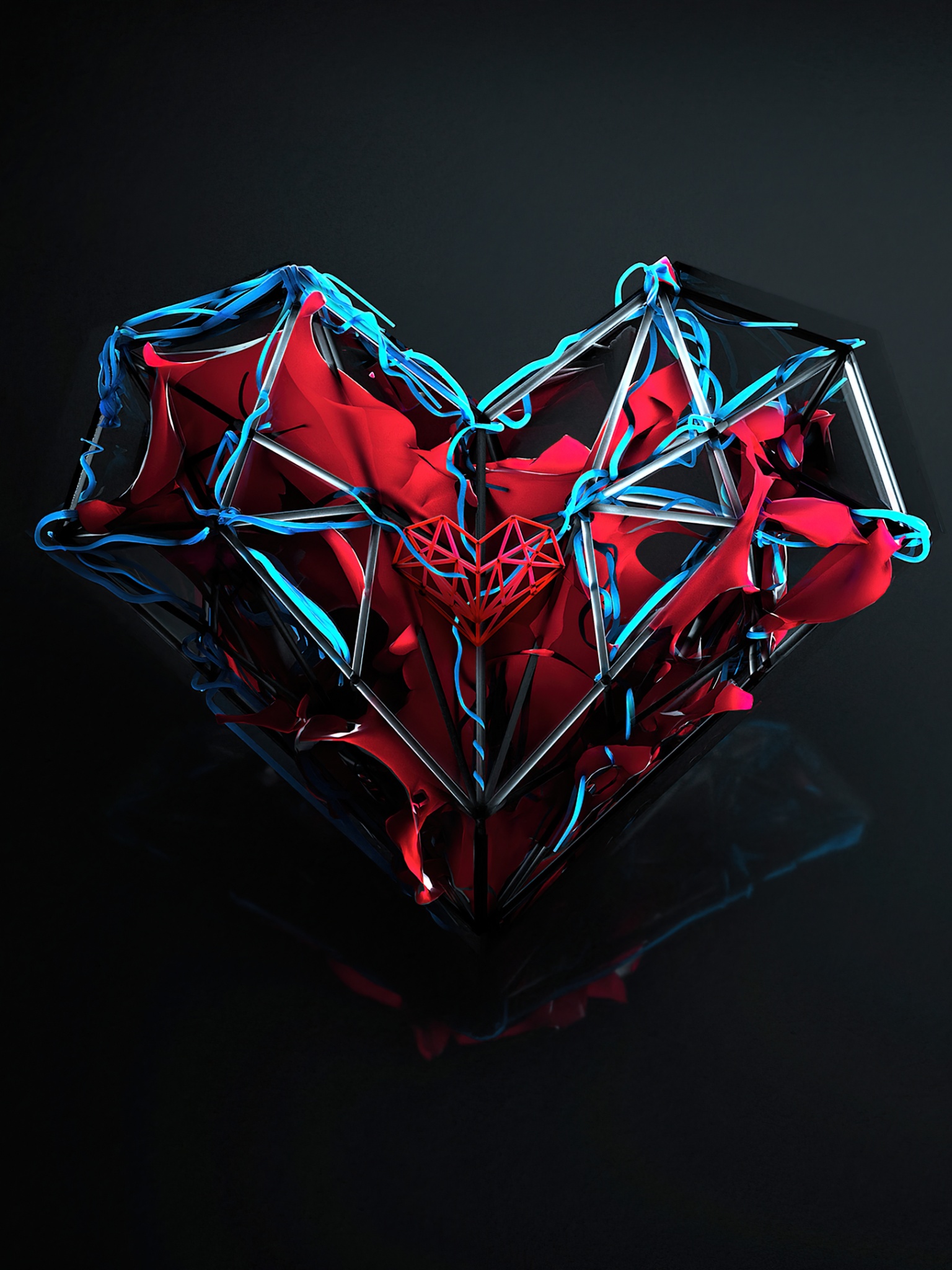 Love heart Wallpaper 4K, Dark aesthetic, Artwork