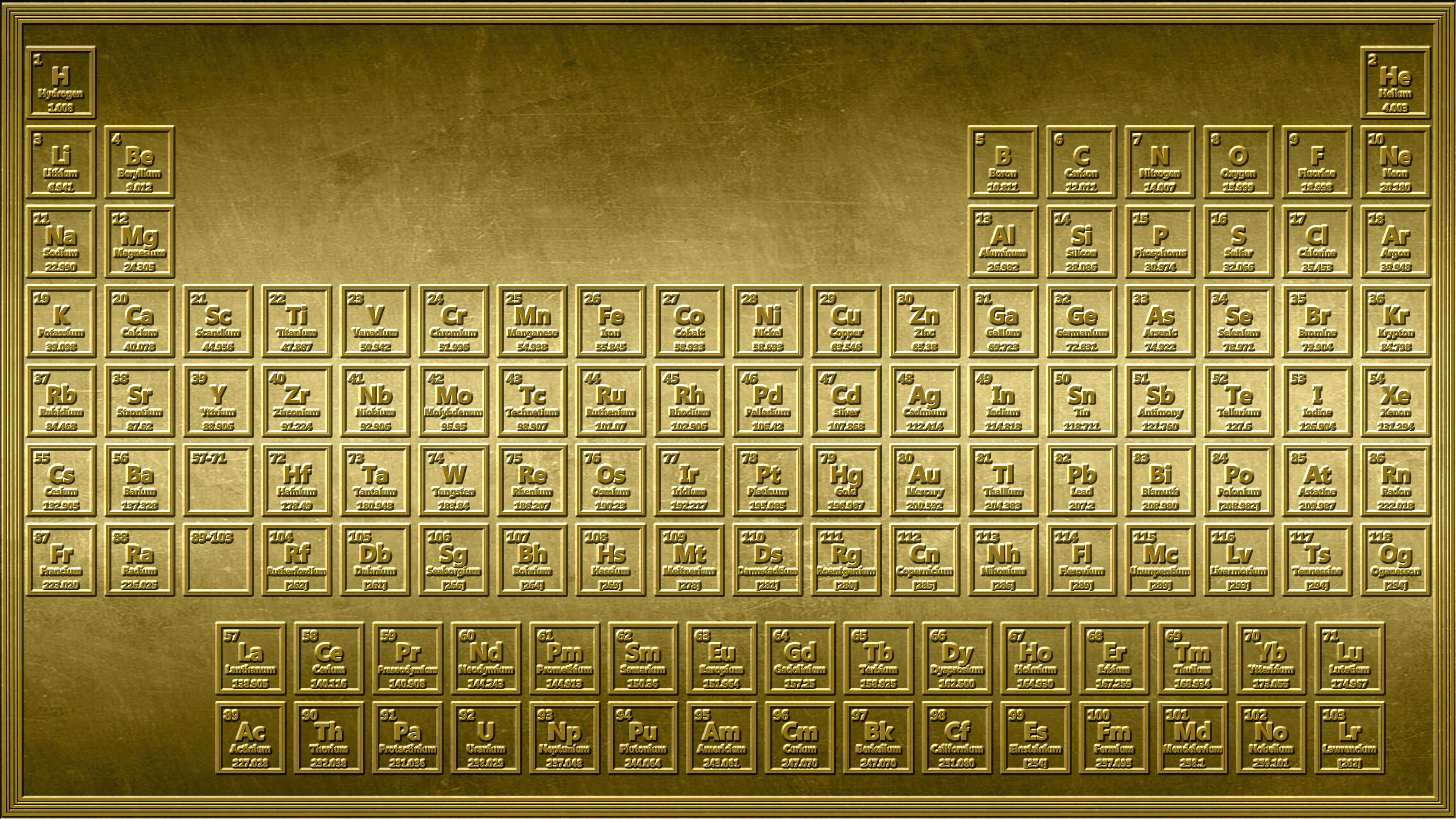 Free download Shiny This 4K gold periodic table wallpaper looks as if it were [3840x2160] for your Desktop, Mobile & Tablet. Explore Stamped Wallpaper