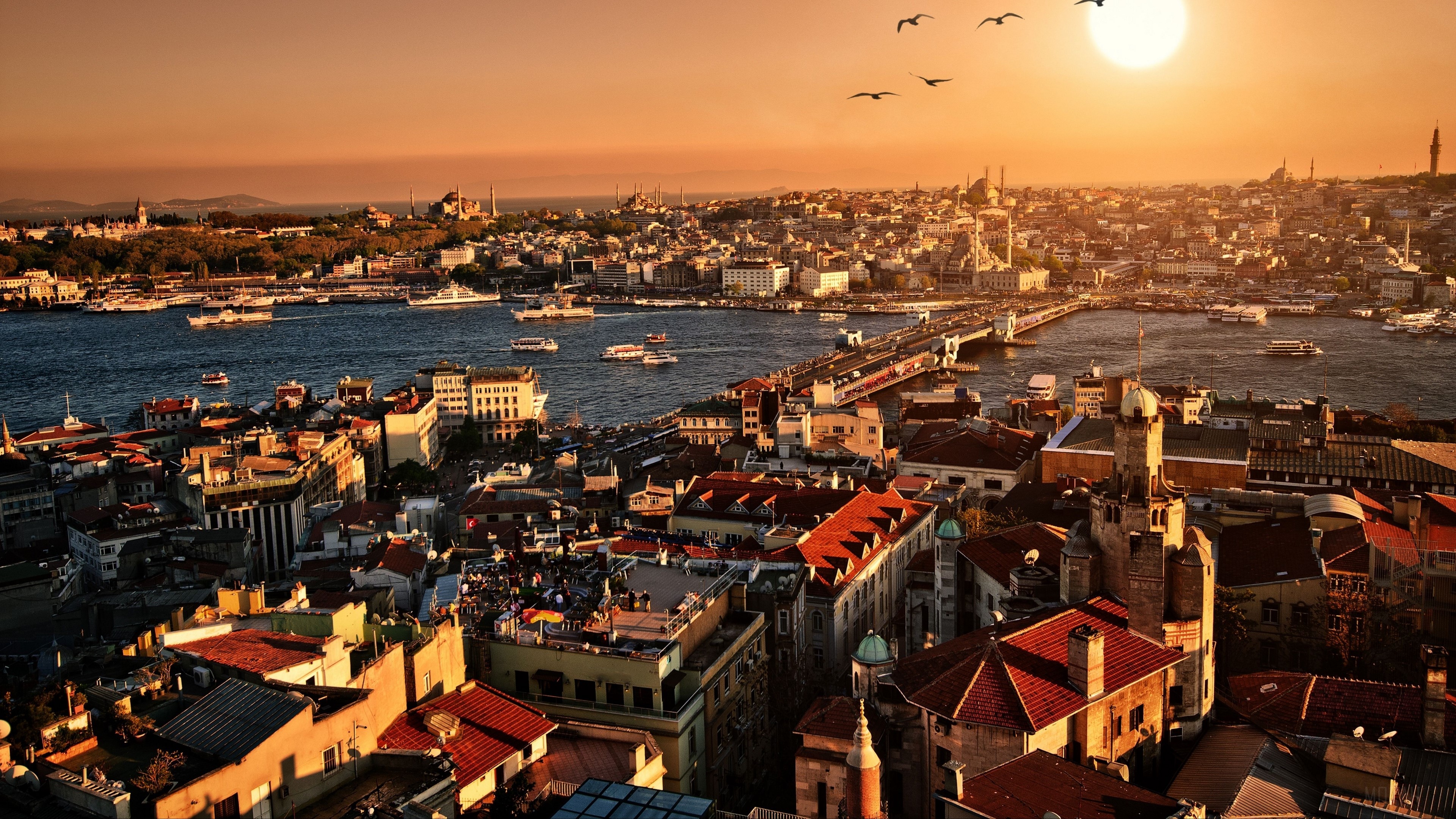 istanbul, sunset, top view, building 4k Gallery HD Wallpaper