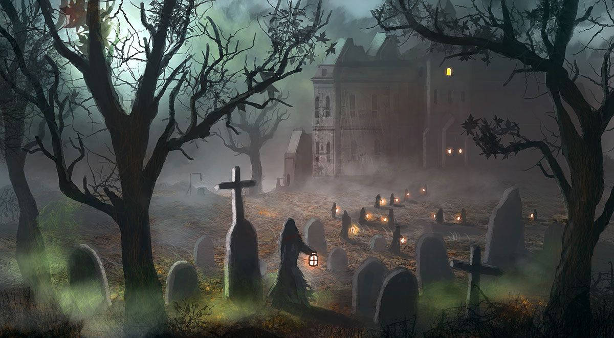 Download Scary Halloween Graveyard Wallpaper