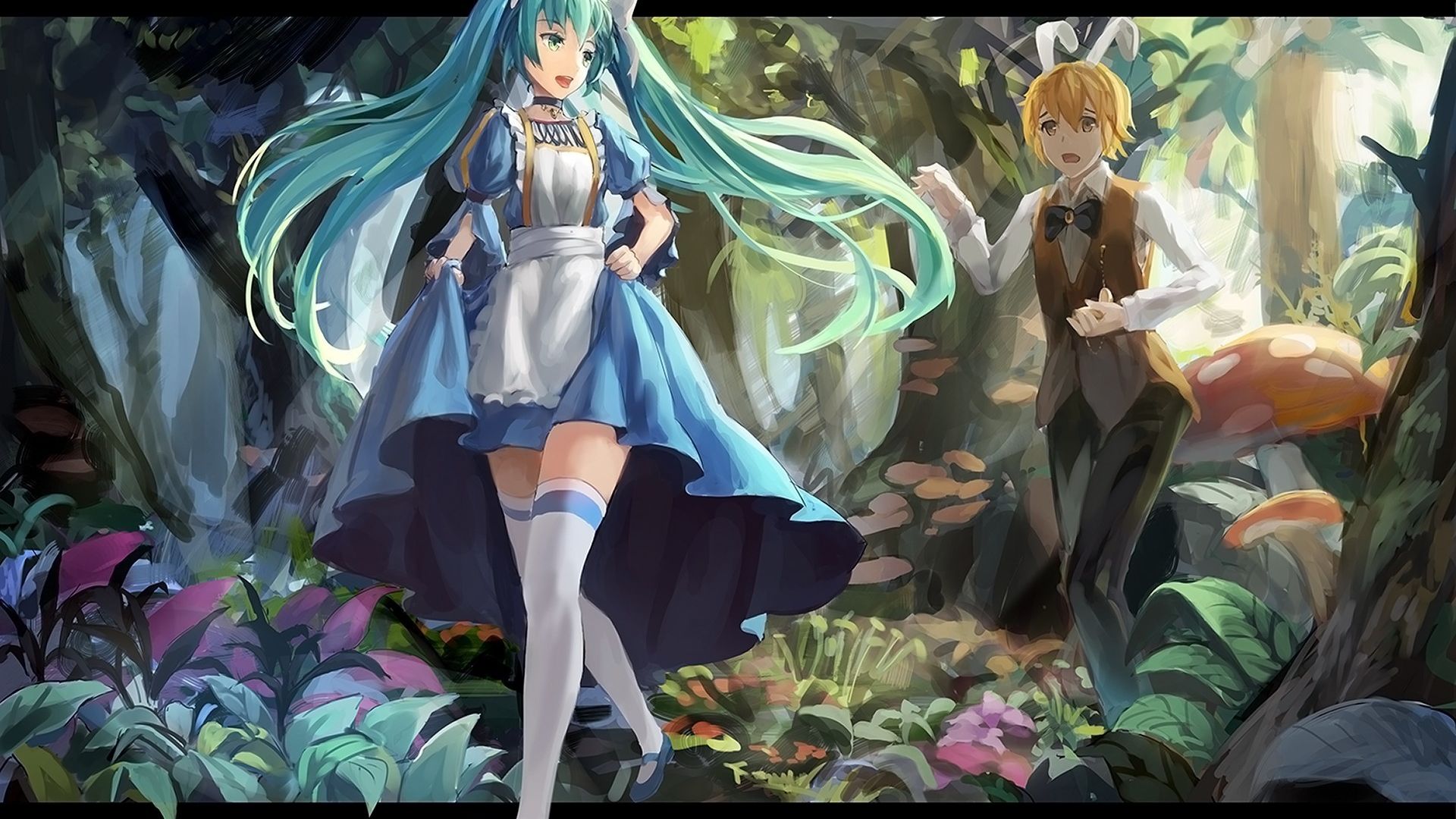 Desktop Wallpaper Hatsune Miku, Kagamine Rin Len, Vocaloid, Art, HD Image, Picture, Background, Dfbc3a