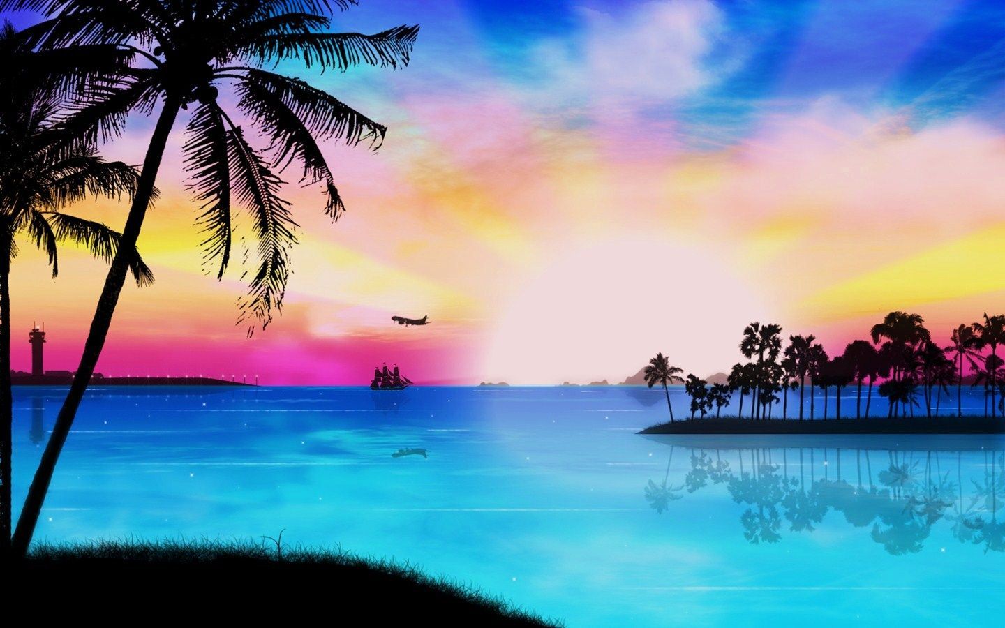 Tropical Beach Paradise Sunset Wallpaper Free Tropical Beach Paradise Sunset Background