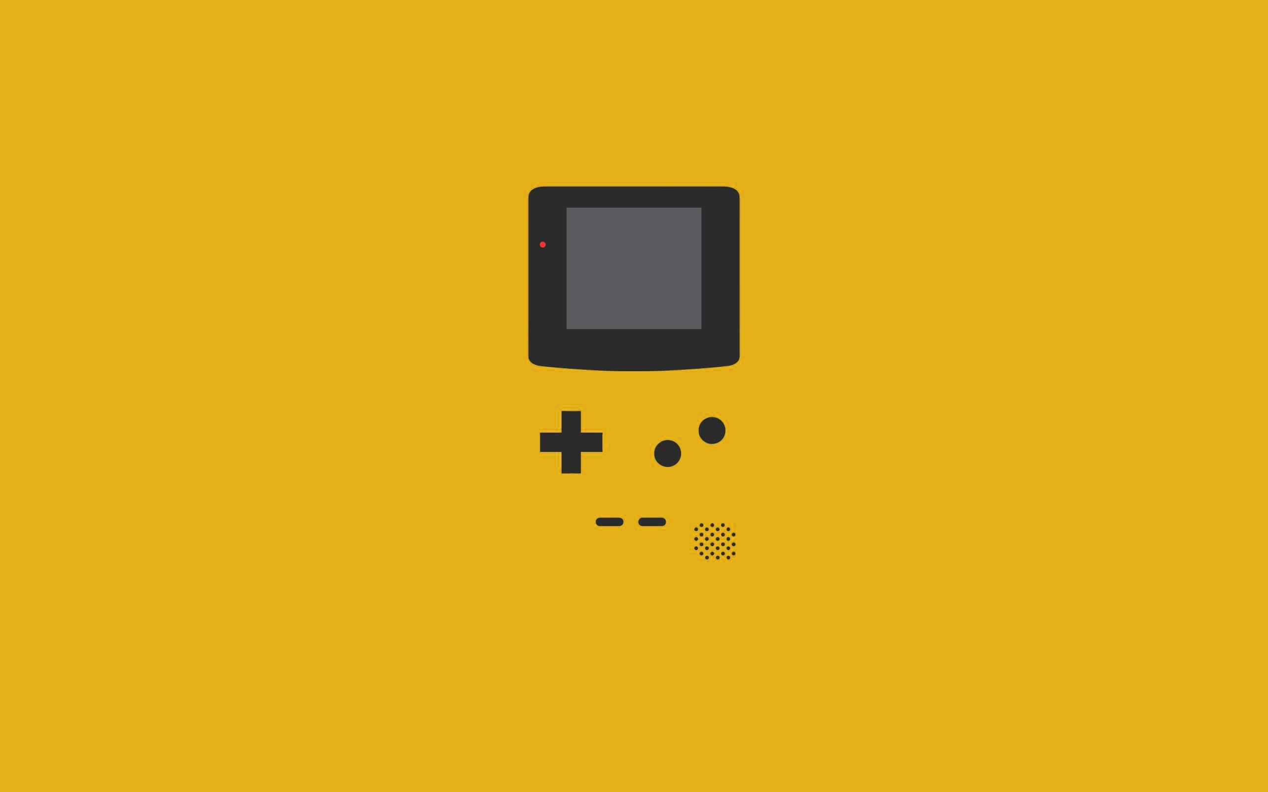 Wallpaper, minimalism, text, yellow, technology, brand, GameBoy, icon, line, 2560x1600 px, computer wallpaper, font, product design 2560x1600