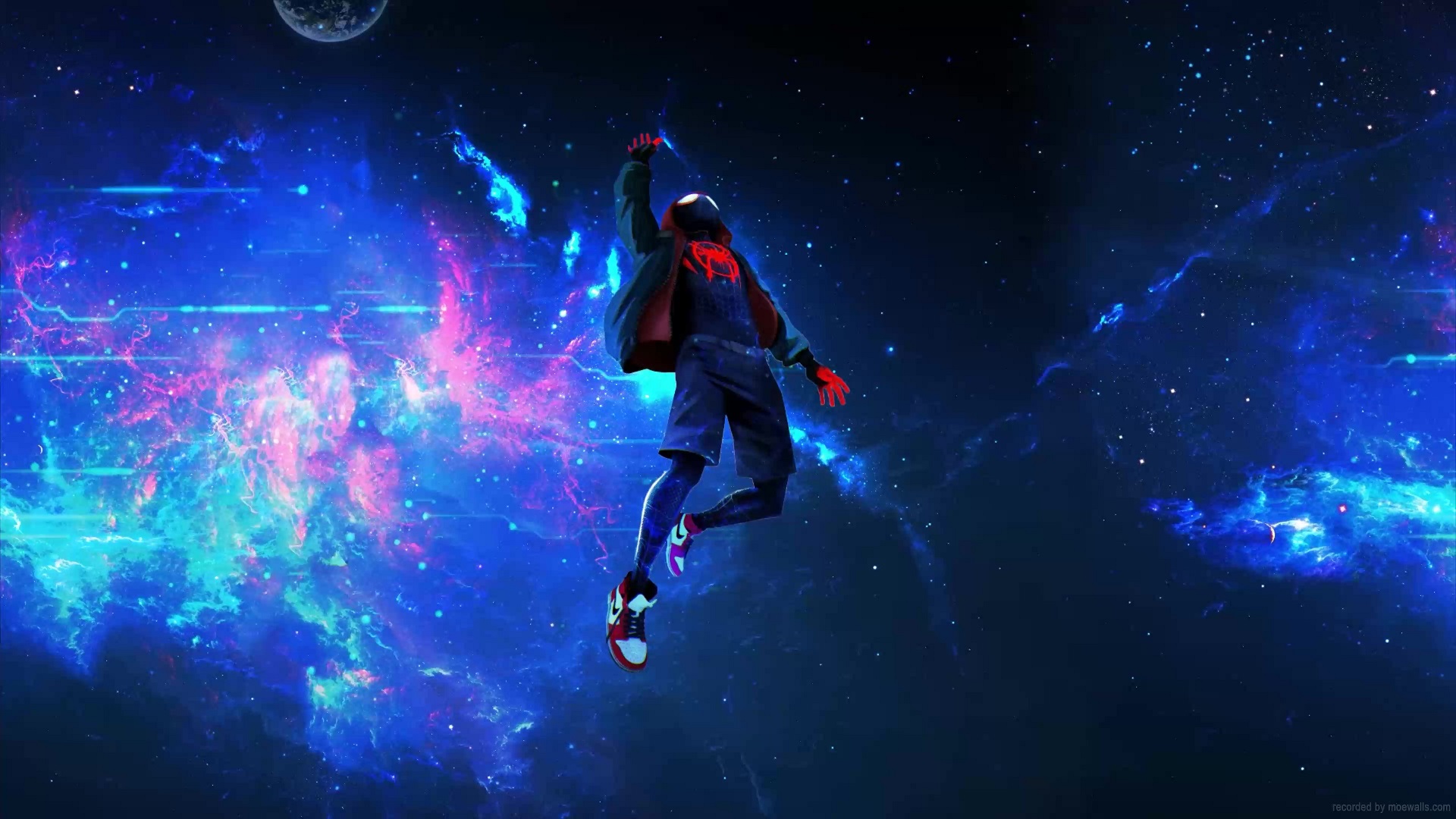 Floating Outer Space Spider Man Into The Spider Verse Live Wallpaper