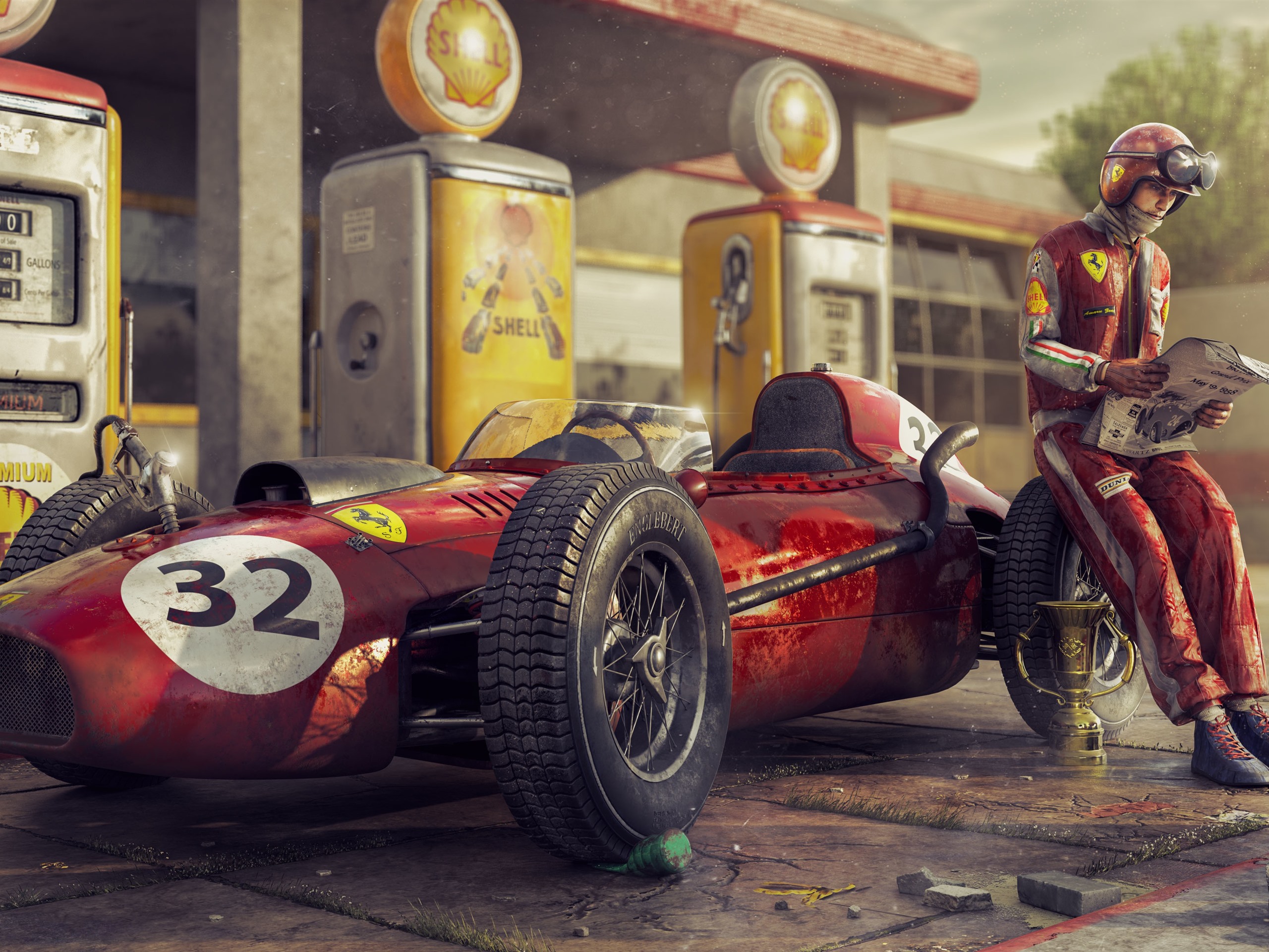 Wallpaper Ferrari F1 racing car, retro, driver 3840x2160 UHD 4K Picture, Image