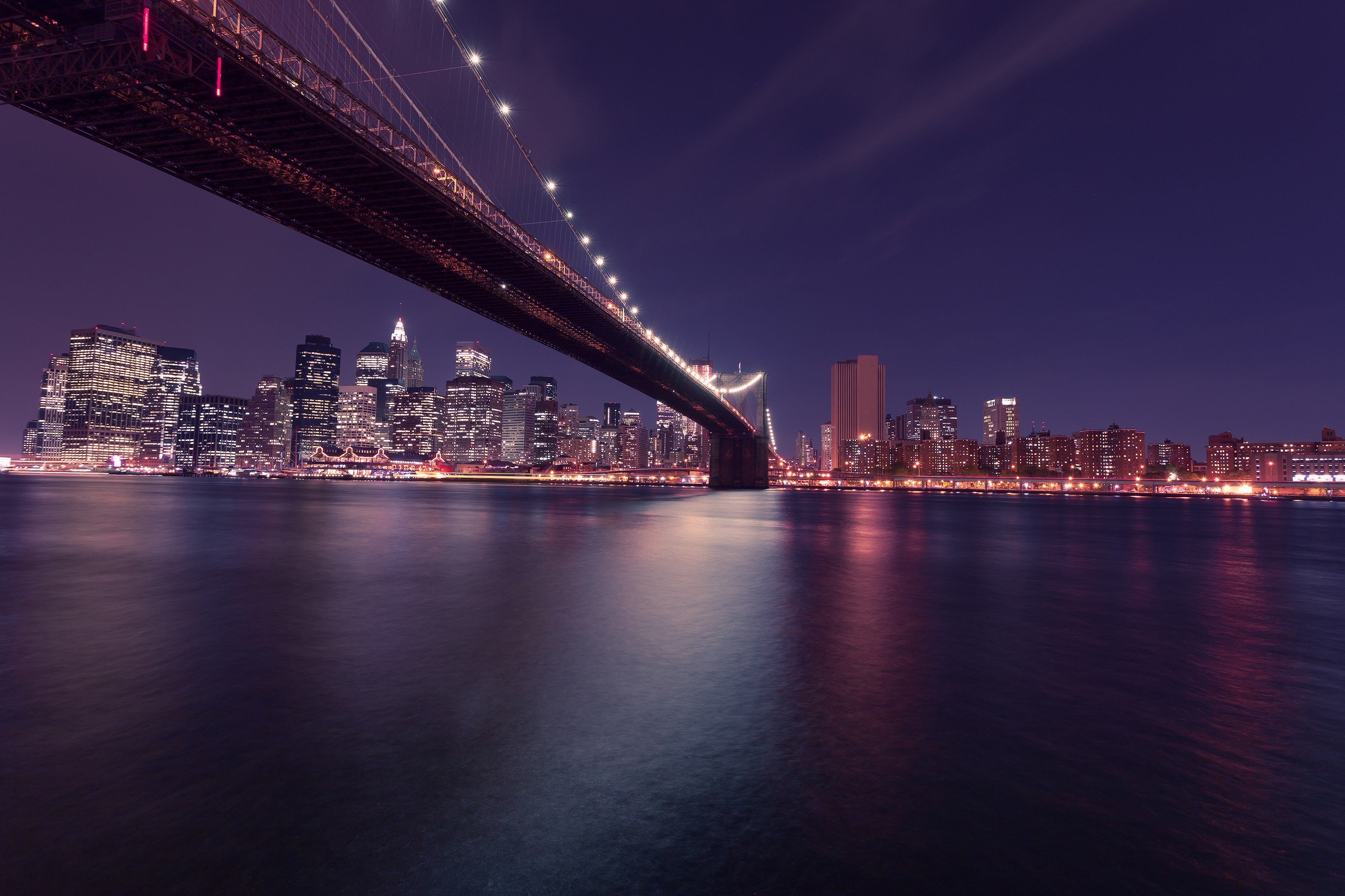 Wallpaper / new york city brooklyn bridge night skyline 4k wallpaper free download
