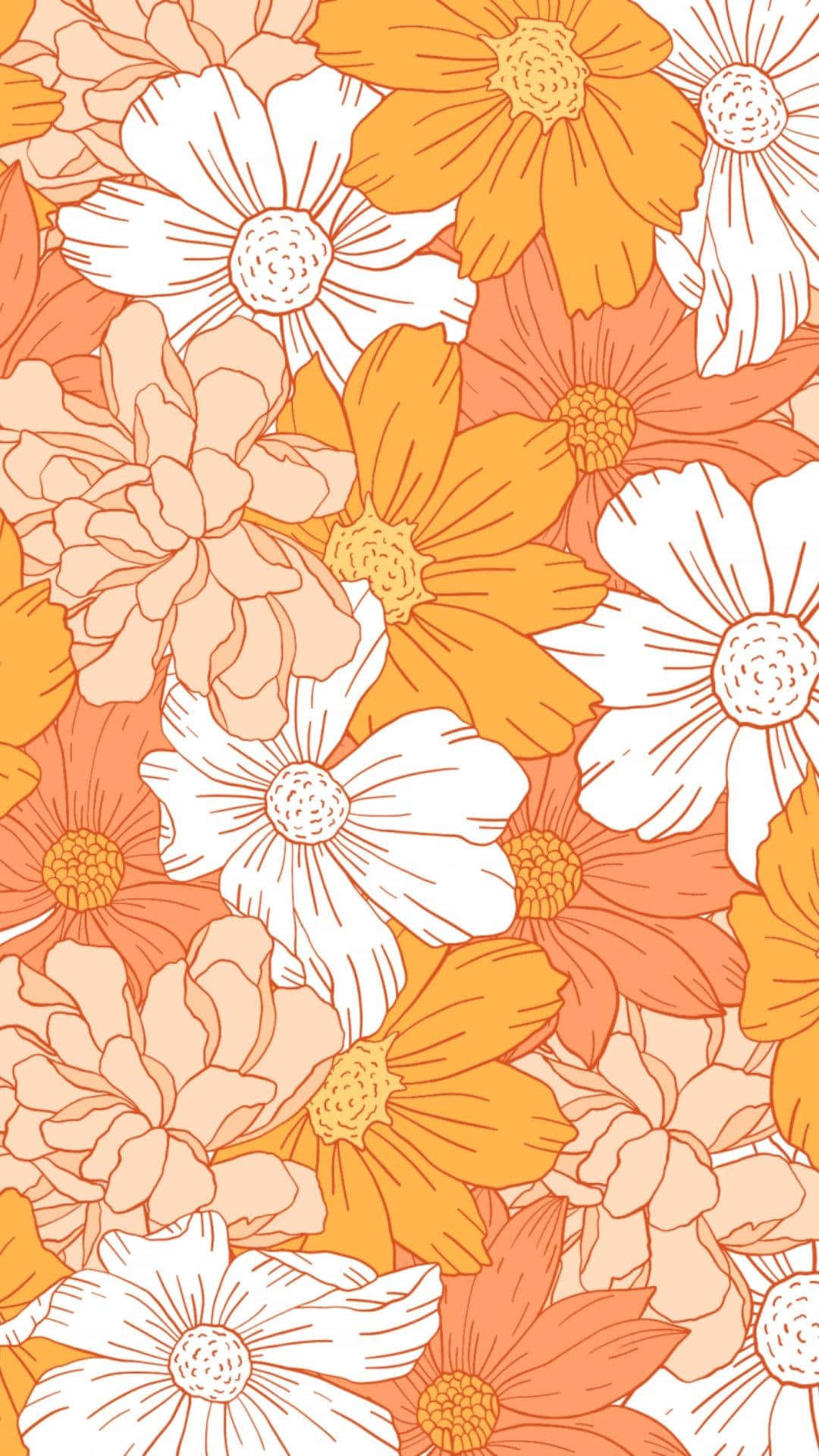 Download A Seamless Pattern Of Orange And White Flowers Wallpaper