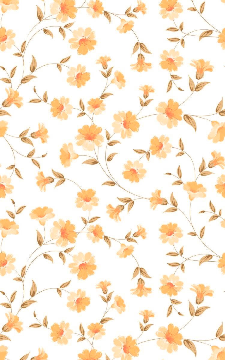 Download White And Orange Floral Watercolor Art Wallpaper