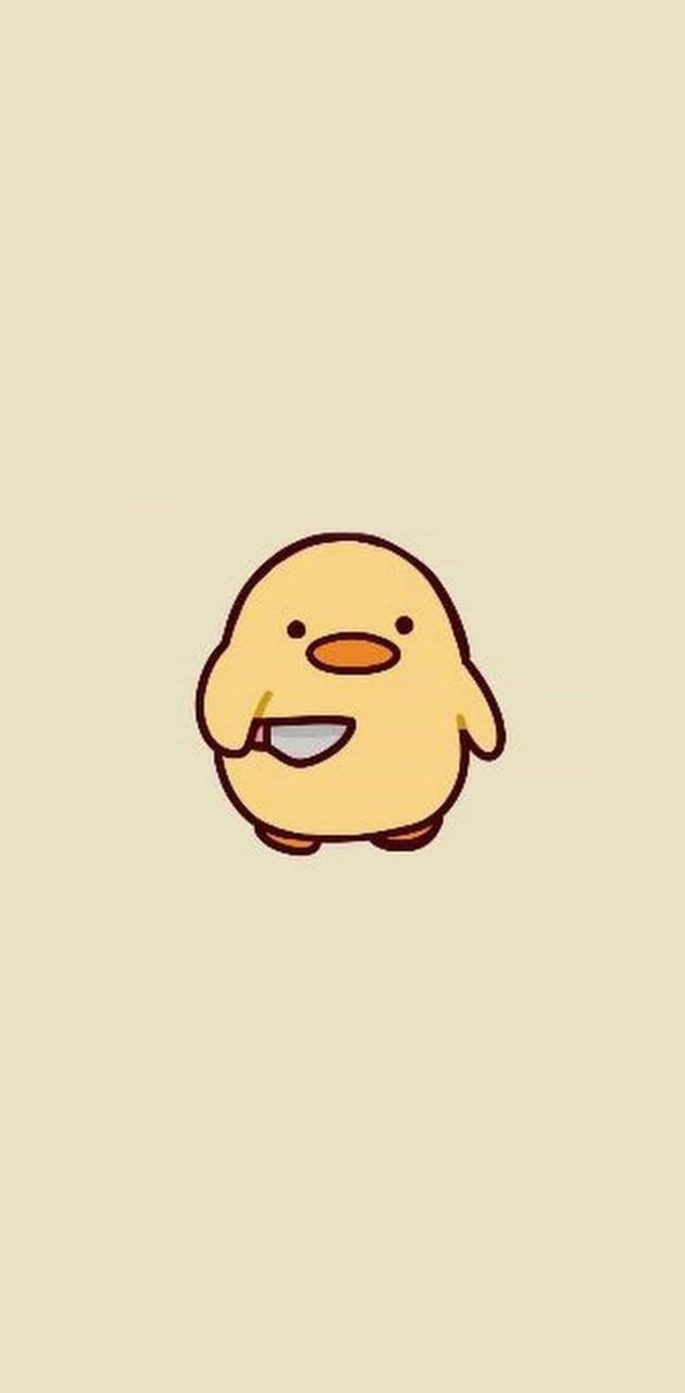 Duck Whit a Knife wallpaper by InesUwU. Cute doodles drawings, Cute drawings, Duck wallpaper