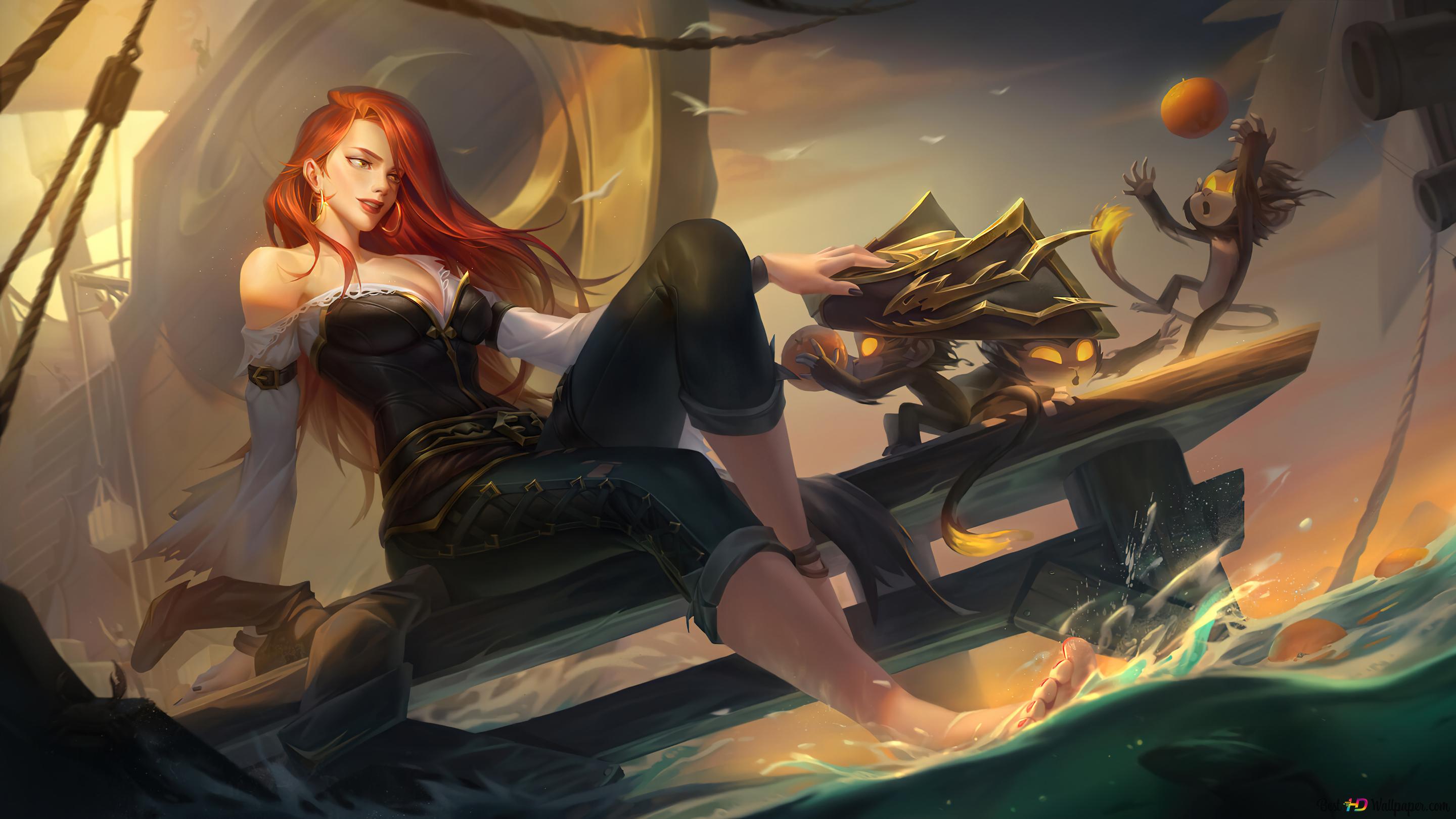 Redhead Pirate 'Miss Fortune' of Legends (LOL) 4K wallpaper download
