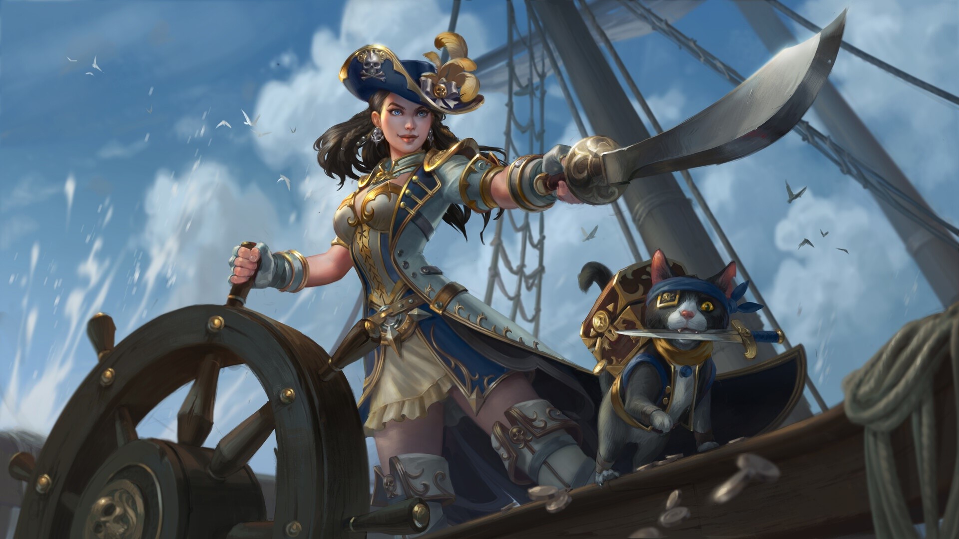 artwork, fantasy art, fantasy girl, pirates Gallery HD Wallpaper