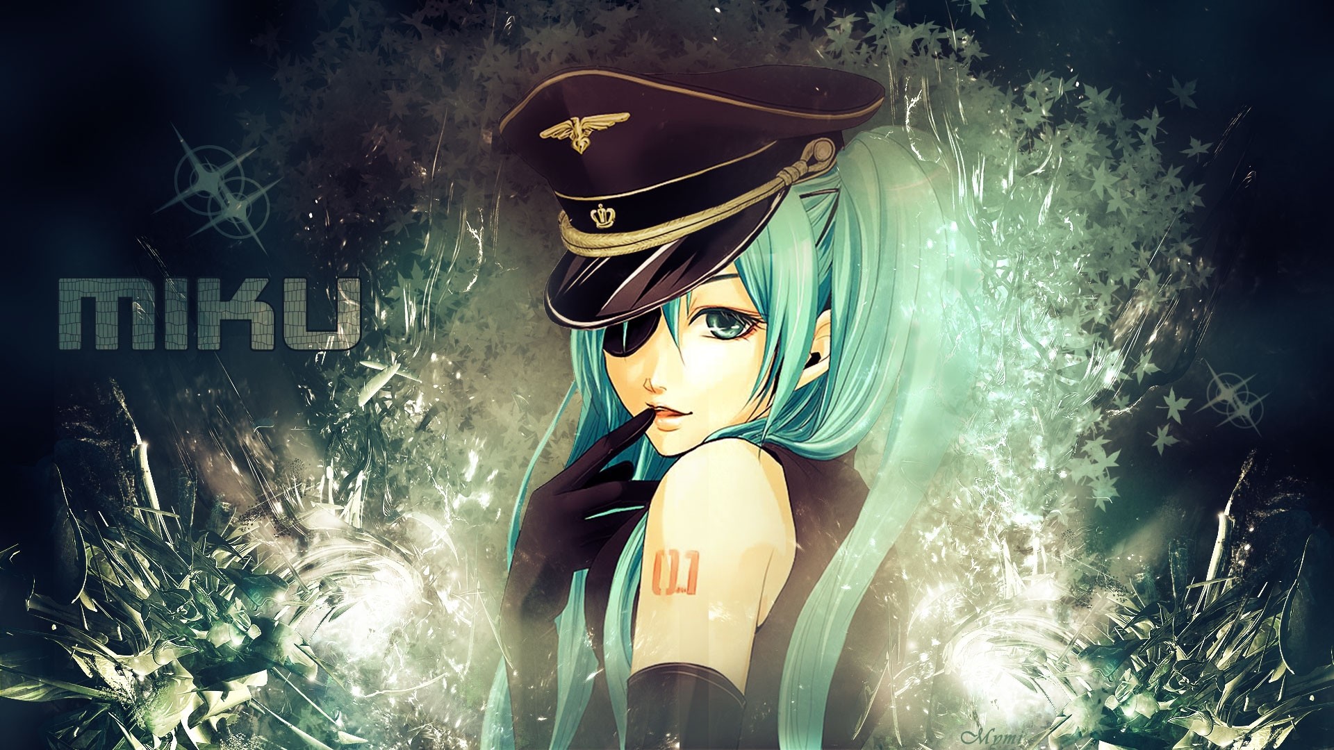 Preview wallpaper anime, girl, hair, pirate, miku 1920×1080