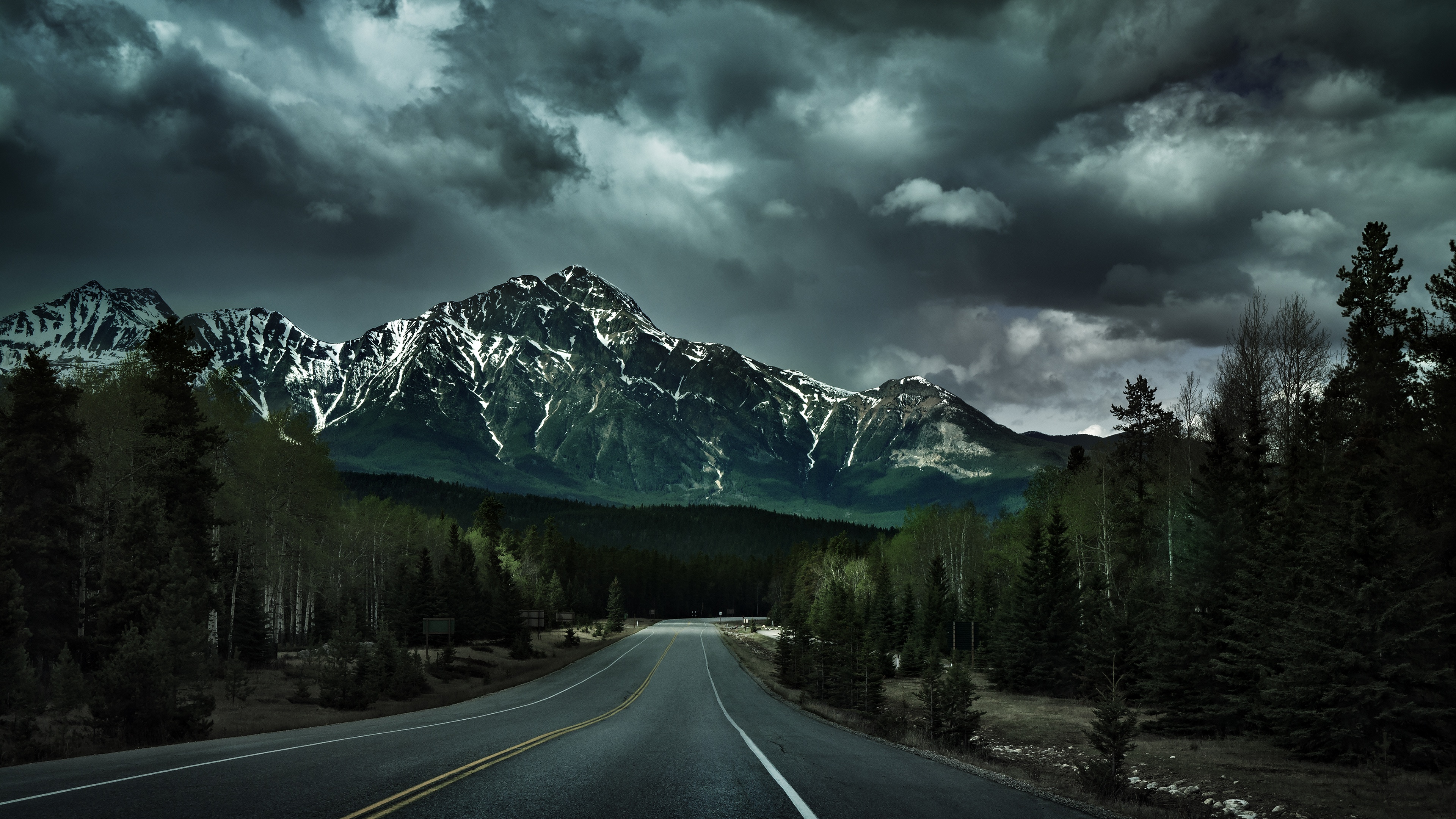 Endless Road Wallpaper 4K, Canadian Rockies, Nature