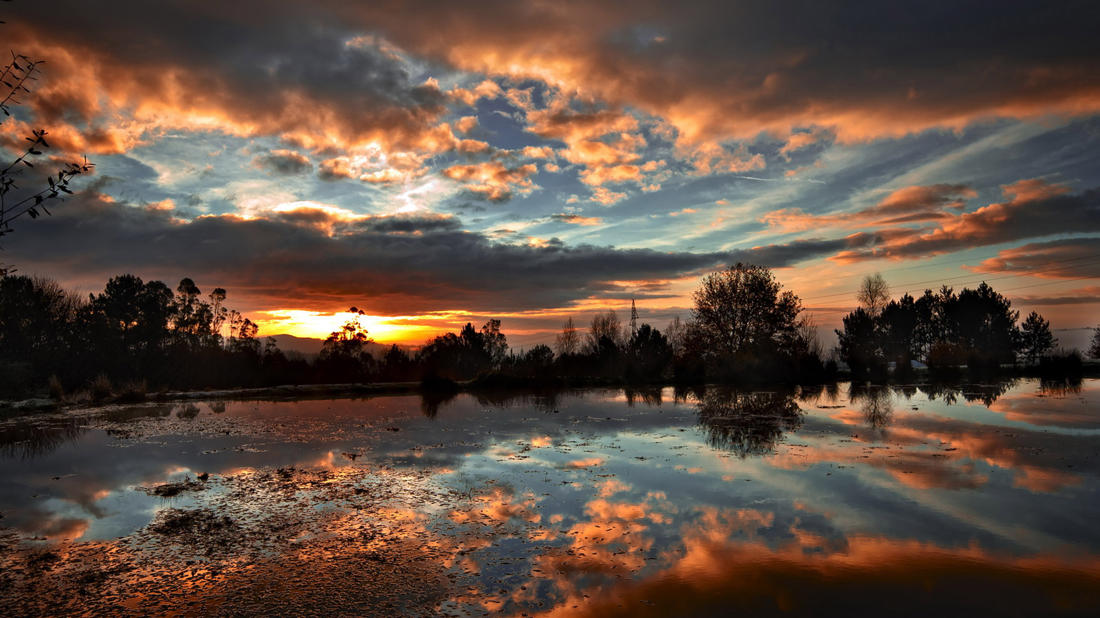 wallpaper for desktop, laptop. sunset lake night dark nature