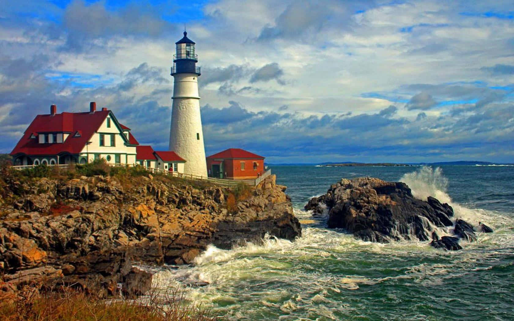 Download Lighthouse Beautiful New England Summer Wallpaper