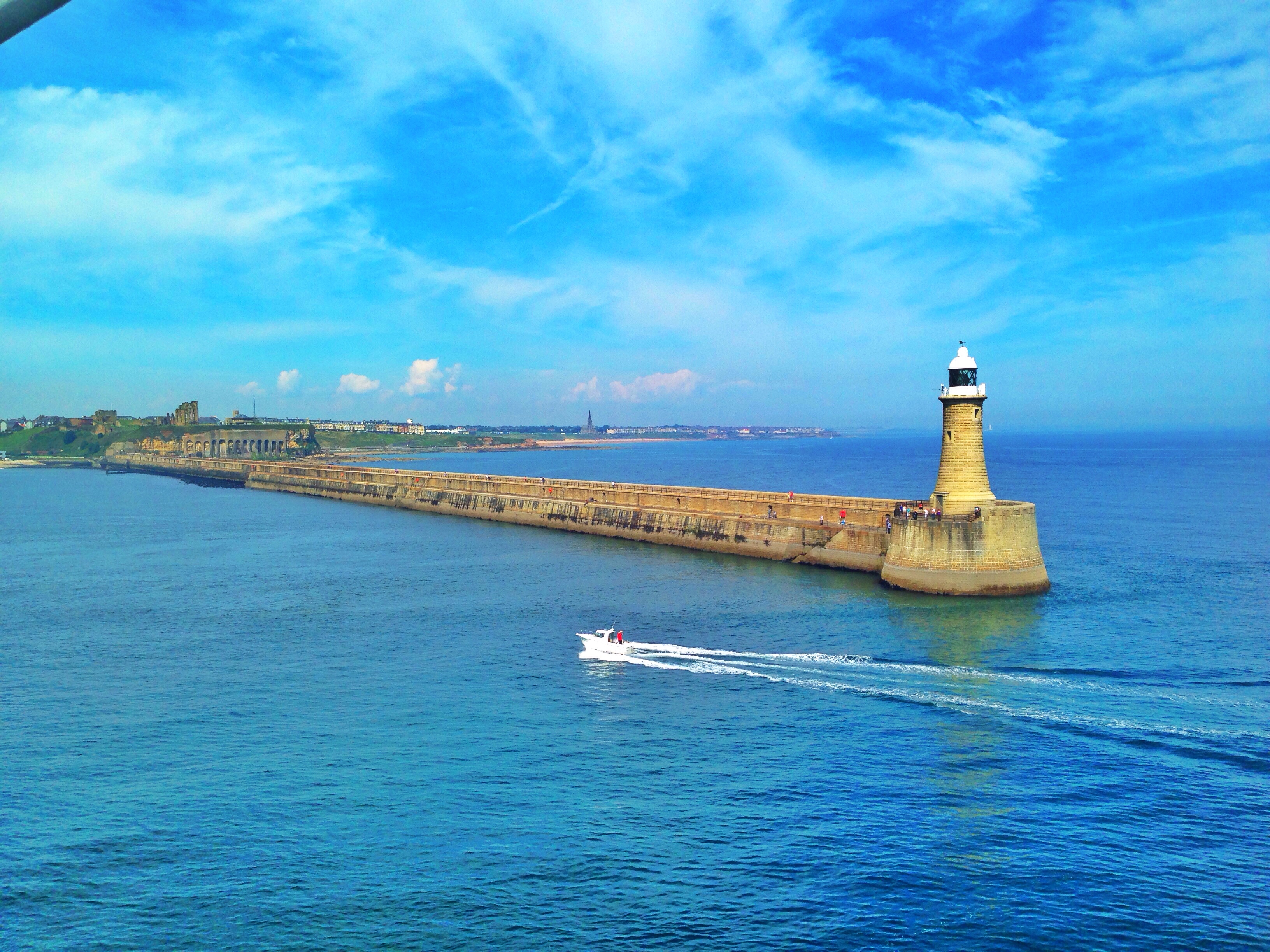 Wallpaper, ocean, UK, cruise, sea, summer, sky, lighthouse, beach, apple, mobile, river, Newcastle, pier, ship, unitedkingdom, cell, tyne, jetski, northeast, tynemouth, iPhone, dfds, snapseed 3264x2448