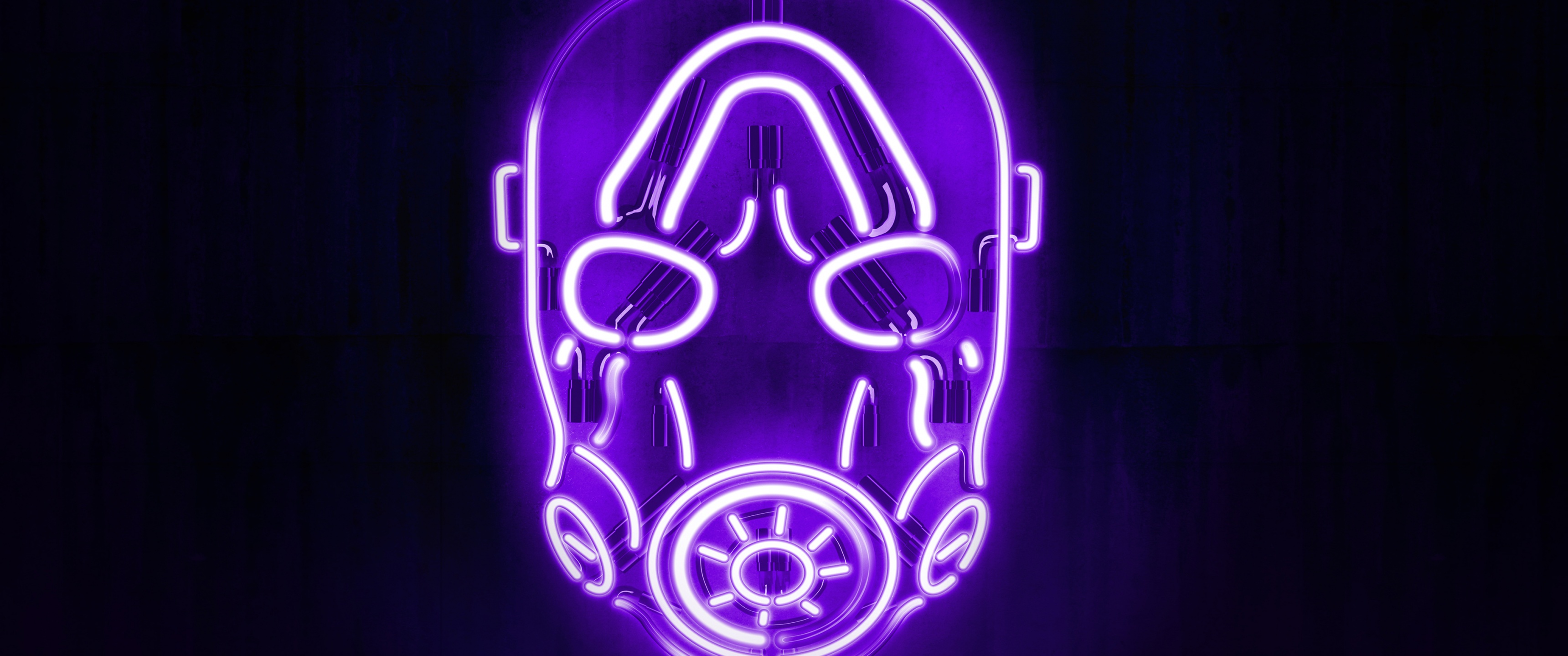 Borderlands Psycho Mask Wallpaper 4K, Neon, Black background, Graphics CGI