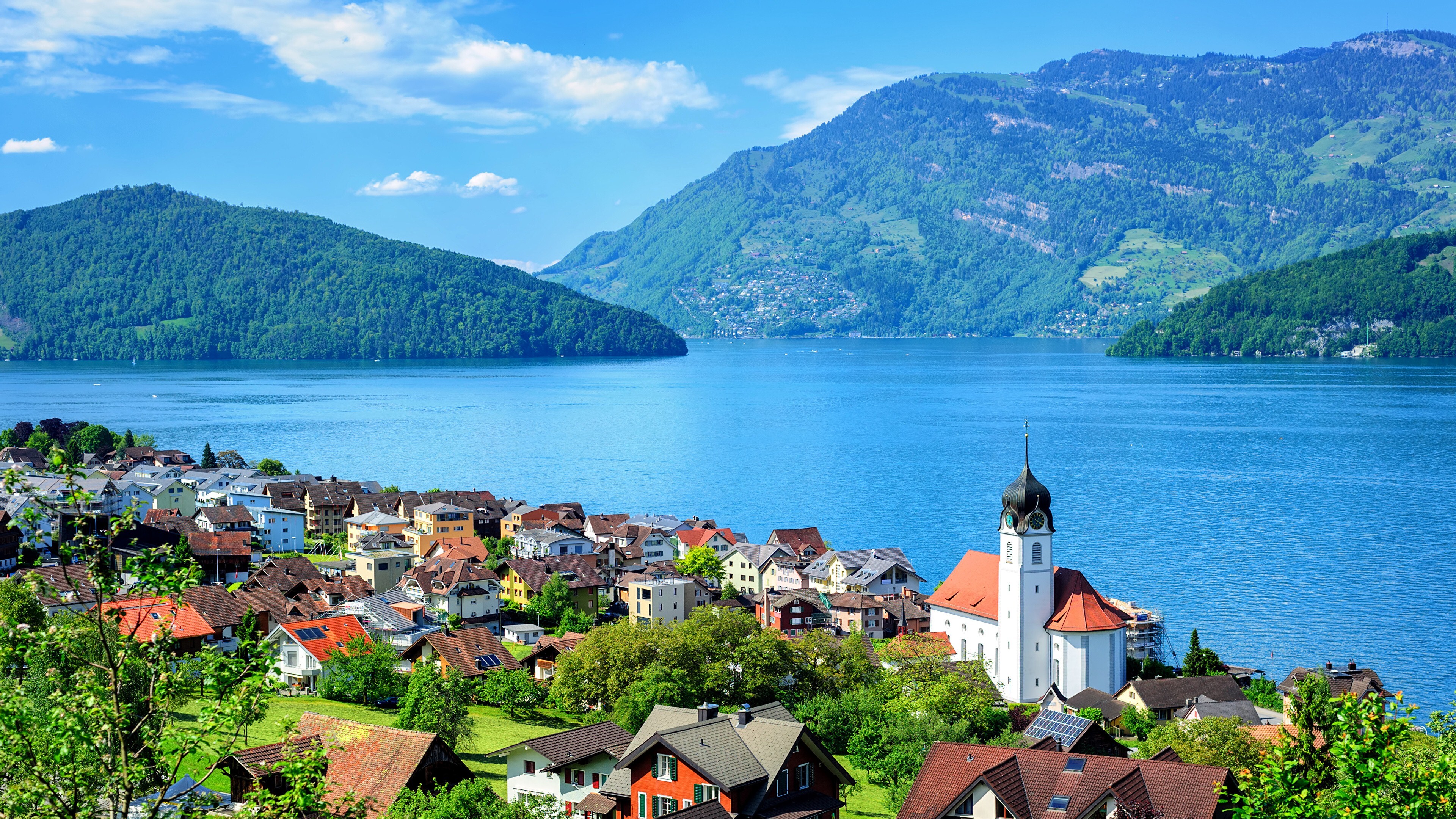 Lake Lucerne Beautiful View in Switzerland Country 4K Wallpaper