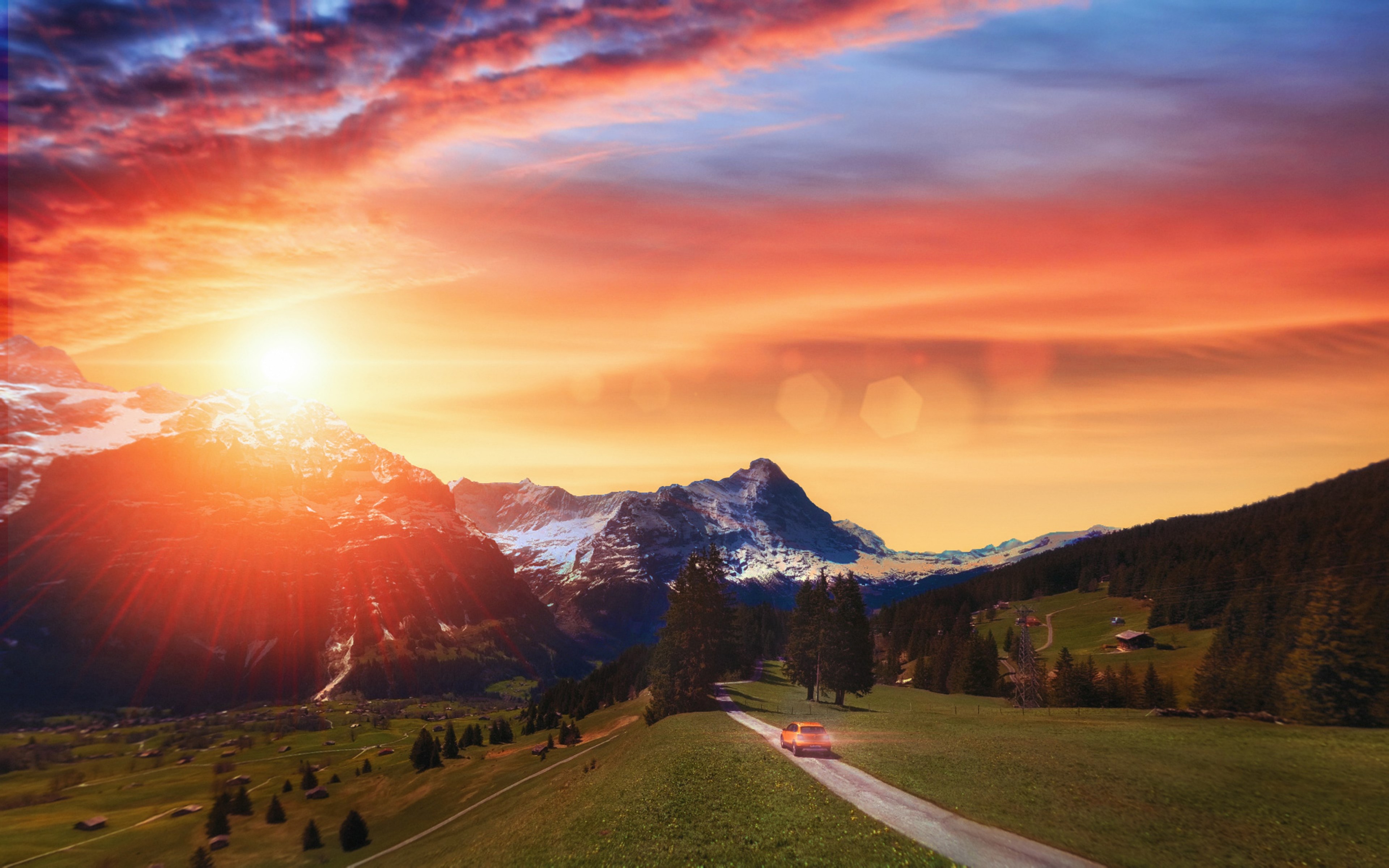 Wallpaper / sunset grindelwald switzerland 4k wallpaper free download