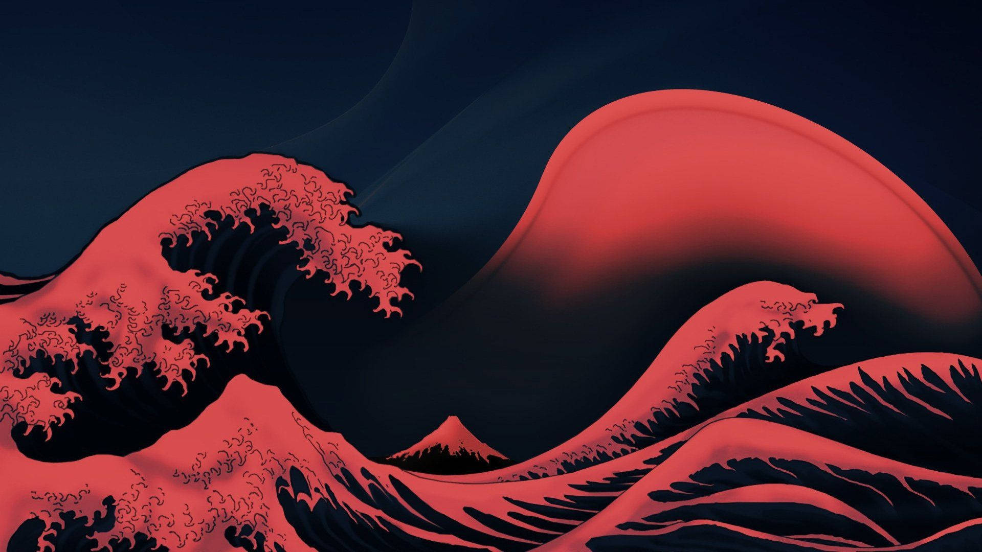 Download Black And Red The Great Wave Off Kanagawa Wallpaper