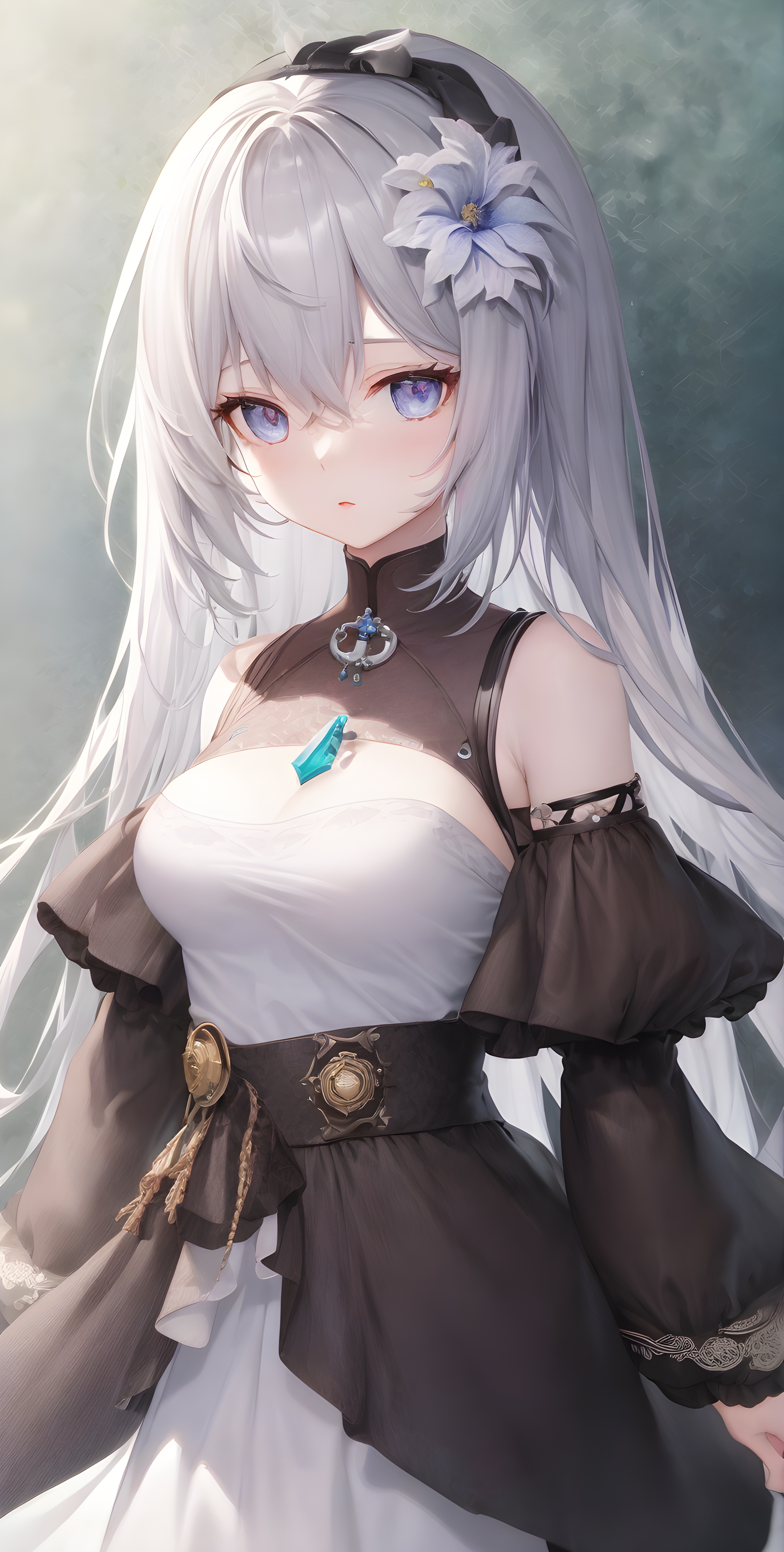 anime girl with long silver hair