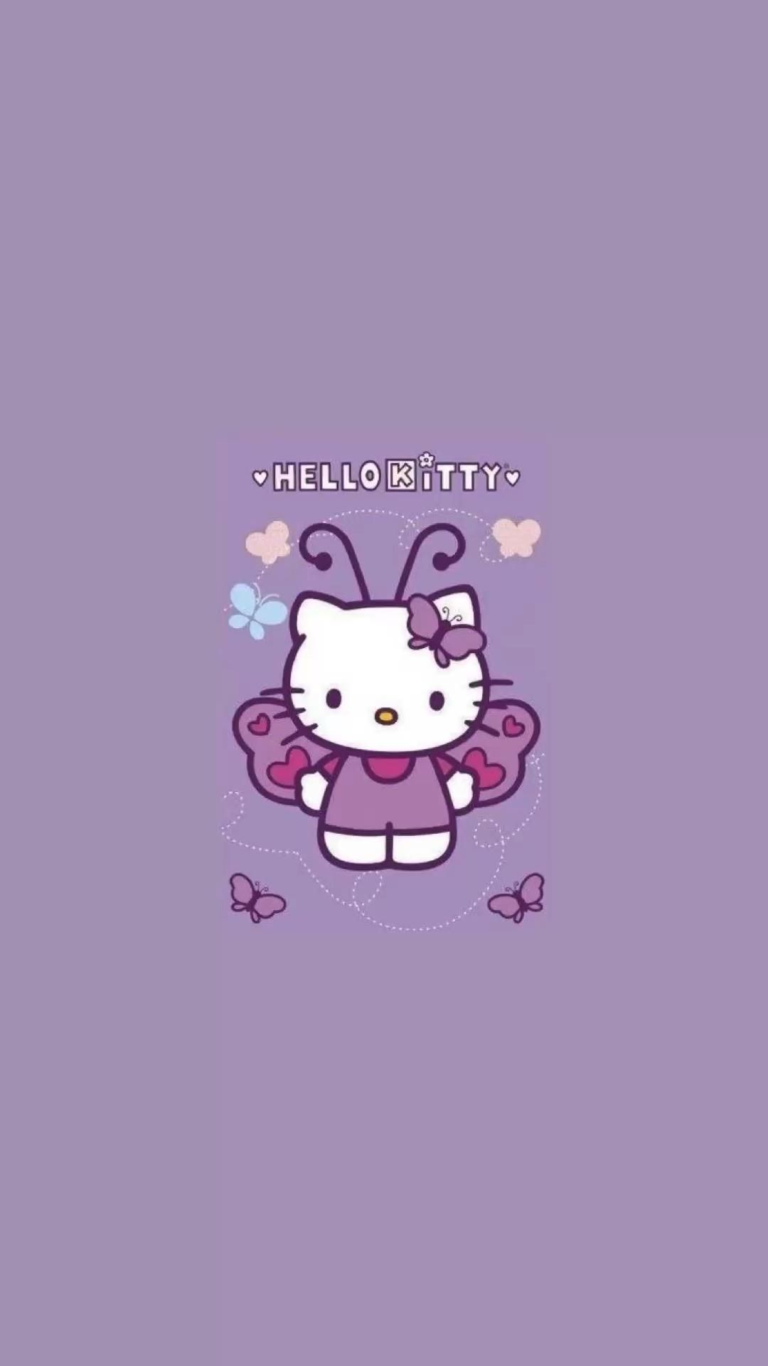 Purple Hello Kitty Wallpaper. Hello kitty background, Hello kitty drawing, Walpaper hello kitty