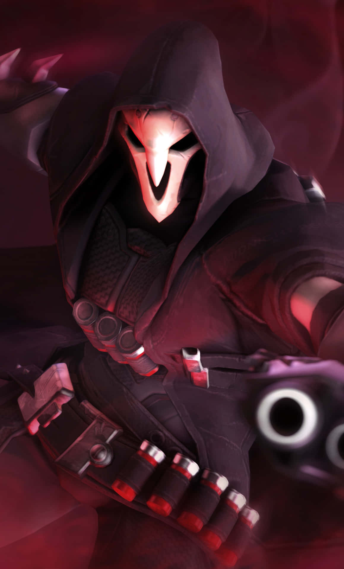 Download iPhone Xs Max Overwatch Background Reaper Pointing His Gun
