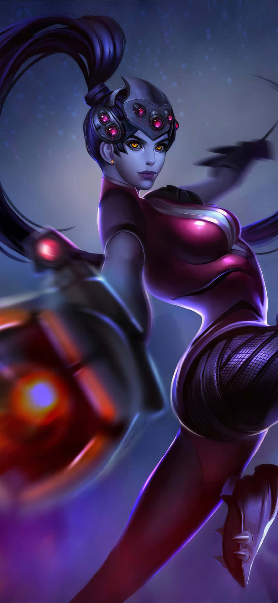 Download iPhone Xs Max Overwatch Background Widowmaker Pointing A Gun