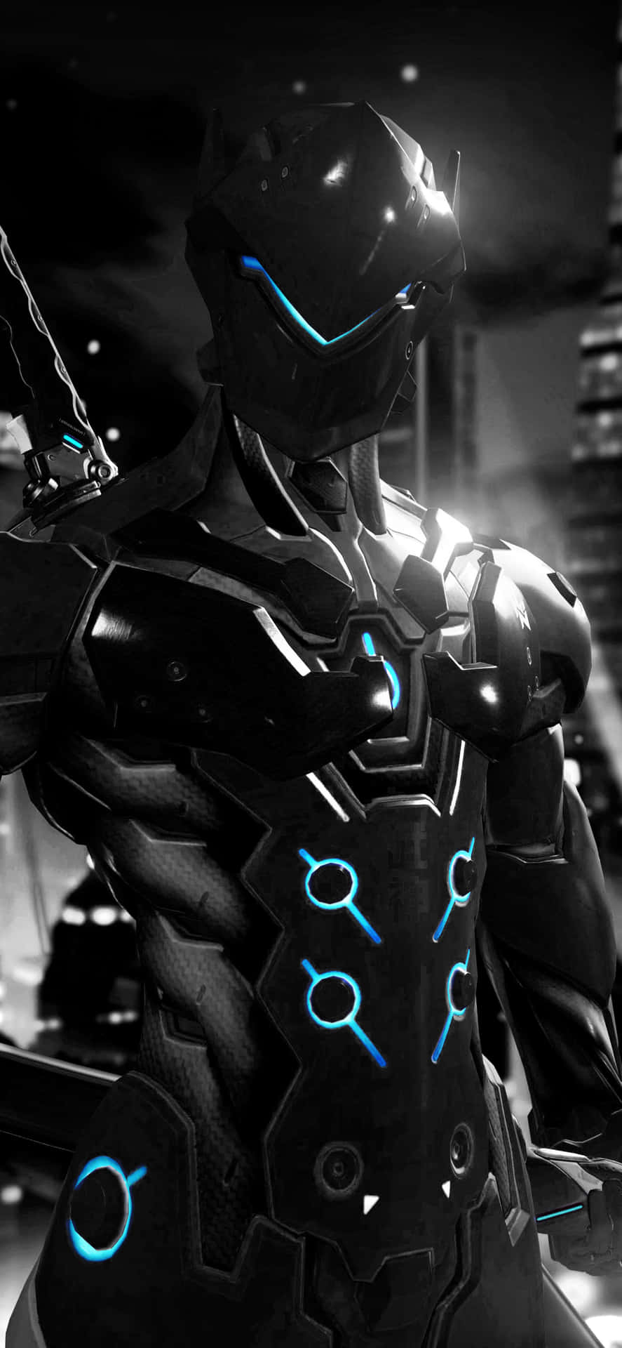 Download iPhone Xs Max Overwatch Background Genji Black Suit