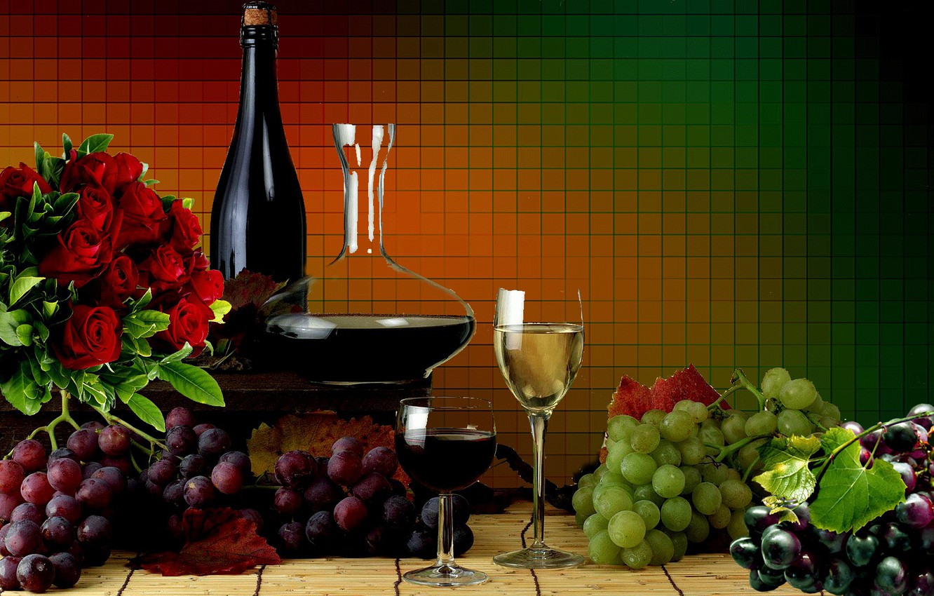 Wallpaper Summer, Background, Roses, Texture, Grapes, Wine, Fruit, The Still Life Image For Desktop, Section еда