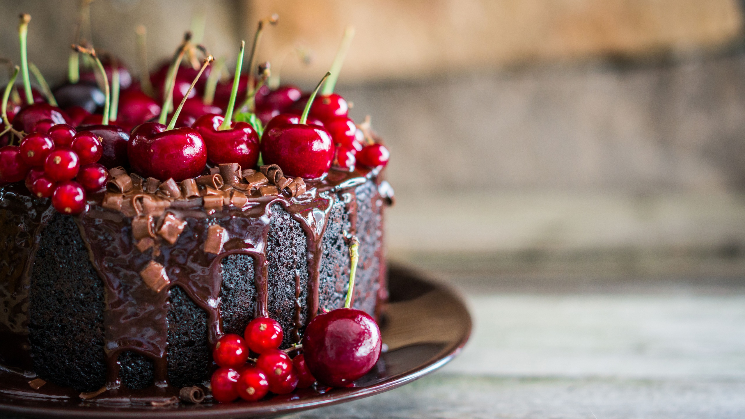 Wallpaper / cake, receipt, chocolate, cherry, 4K free download