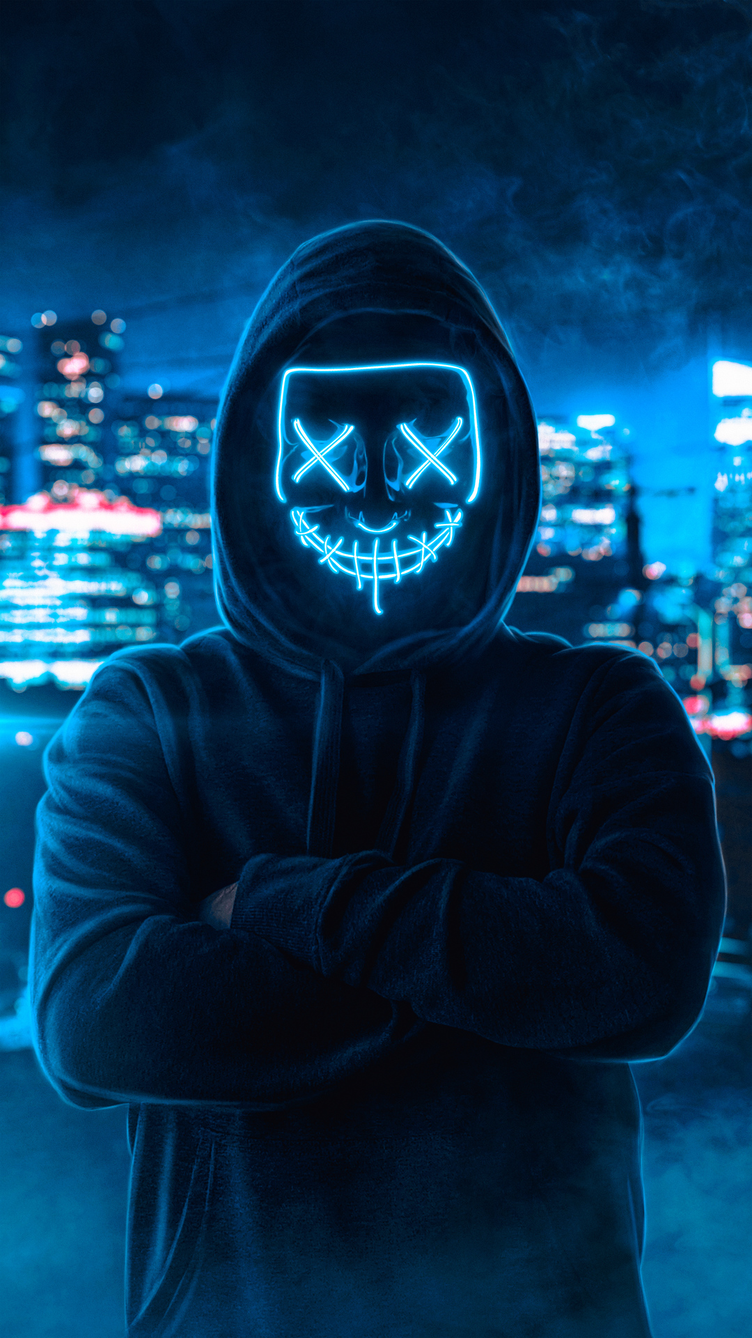 1080x1920 hoodie, artist, hd, neon, mask for iPhone 6, 7, 8 wallpaper
