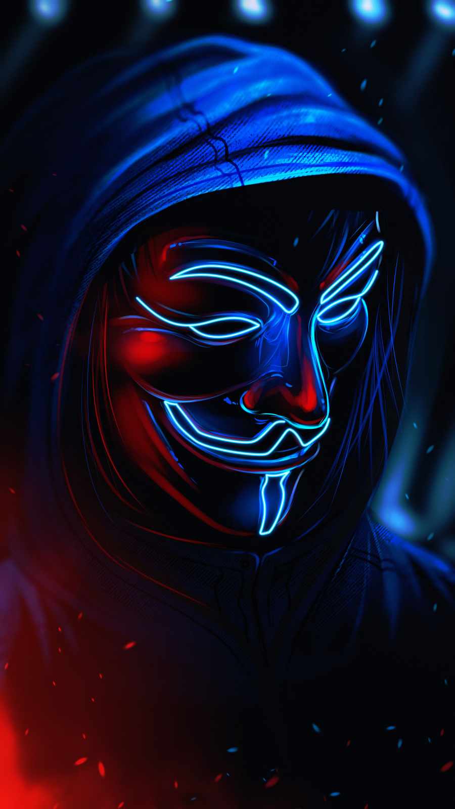 Neon Mask In Hoodie IPhone Wallpaper Wallpaper, iPhone Wallpaper