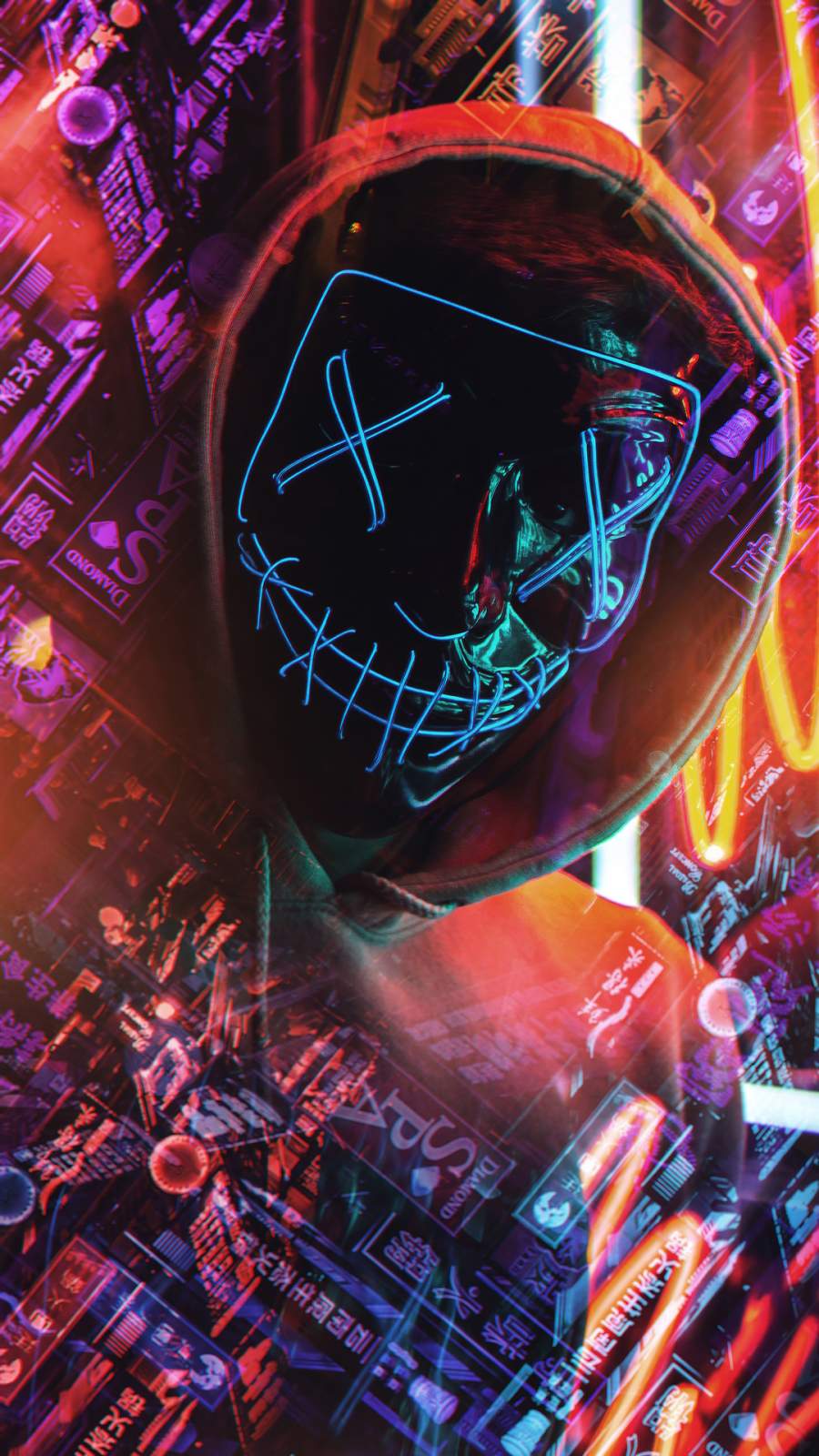 Neon Mask Closeup IPhone Wallpaper Wallpaper, iPhone Wallpaper