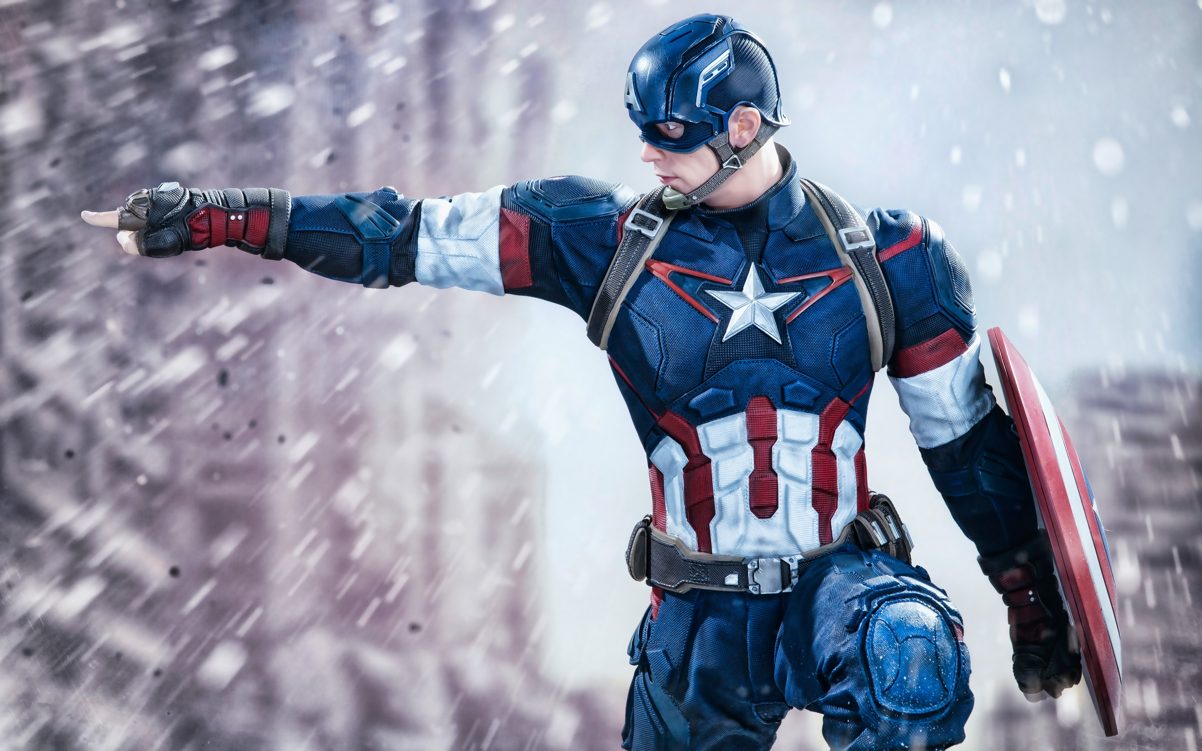 Download wallpaper Captain America, 4k, superheroes, fan art, Captain America Civil War, Captain America 4K for desktop with resolution 3840x2400. High Quality HD picture wallpaper