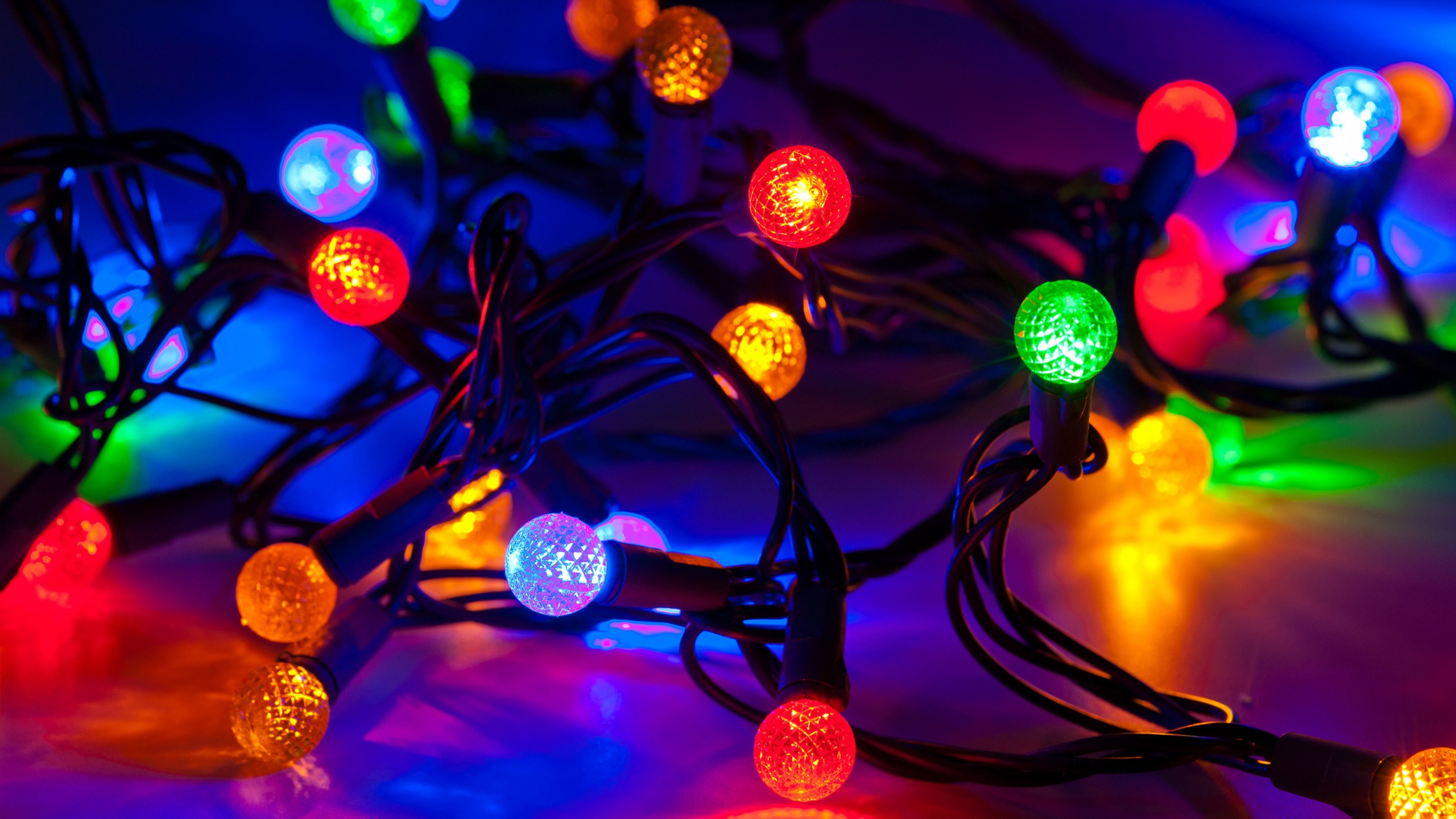 Party Lights Wallpaper 4K, Christmas Lights, Celebrations Christmas