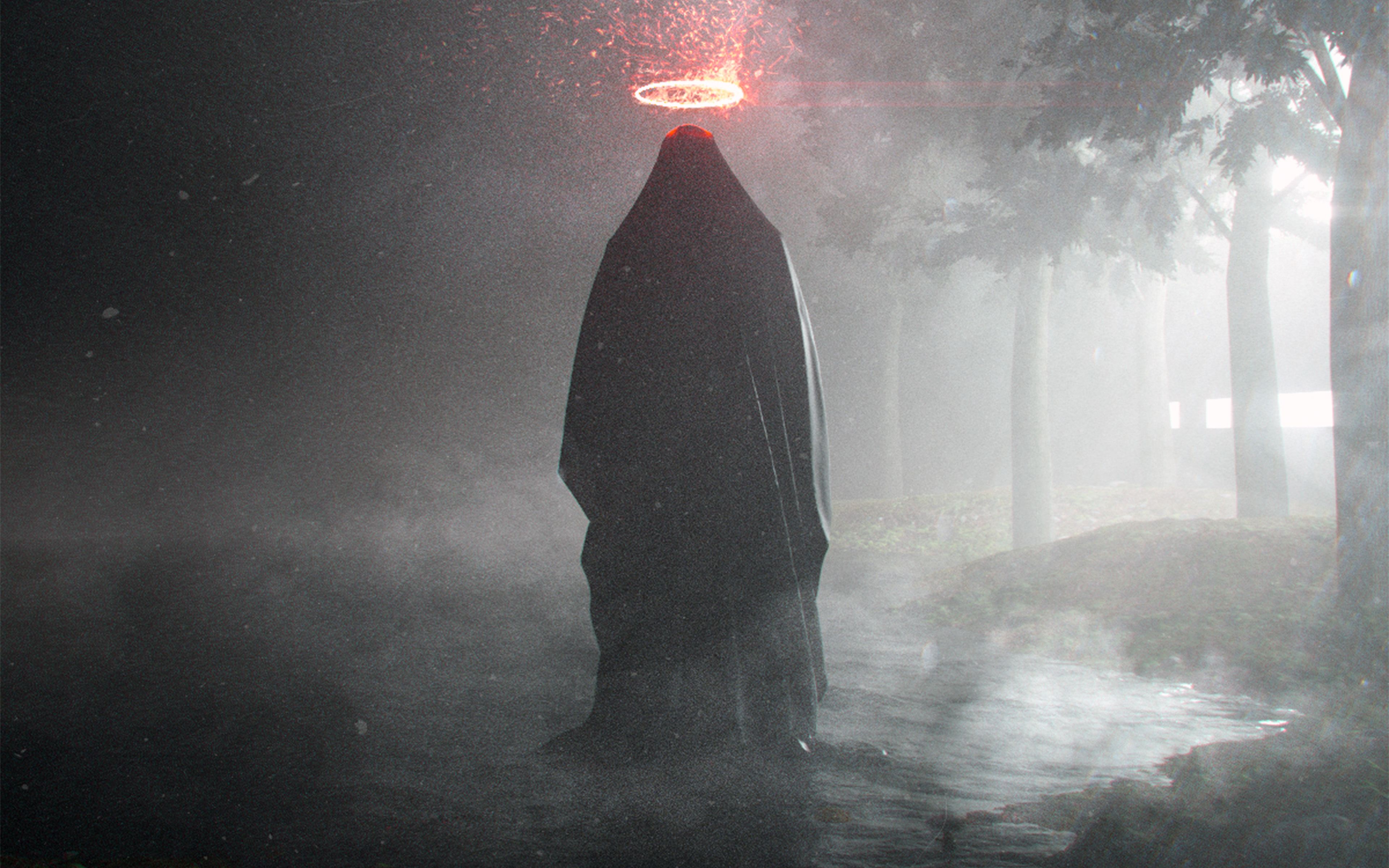 wallpaper for desktop, laptop. ghost rain dark scary art cold