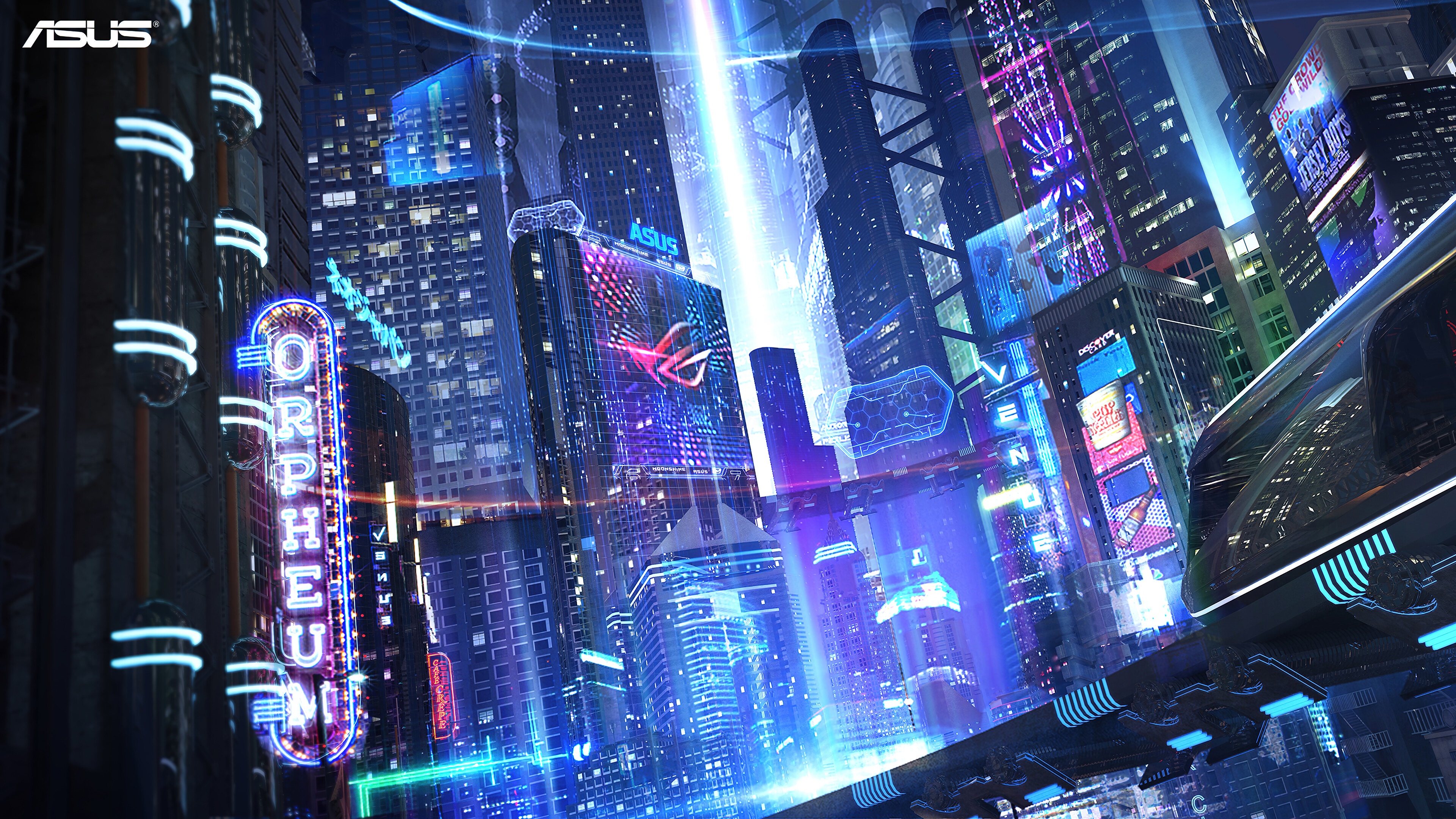 wallpaper, asus, rog, sci fi, cyberpunk, city, 4k, HD Gallery HD Wallpaper