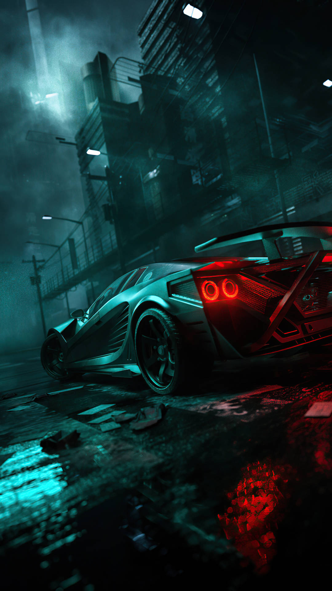 Download Cars And Neon Lights 4k Ultra iPhone Wallpaper
