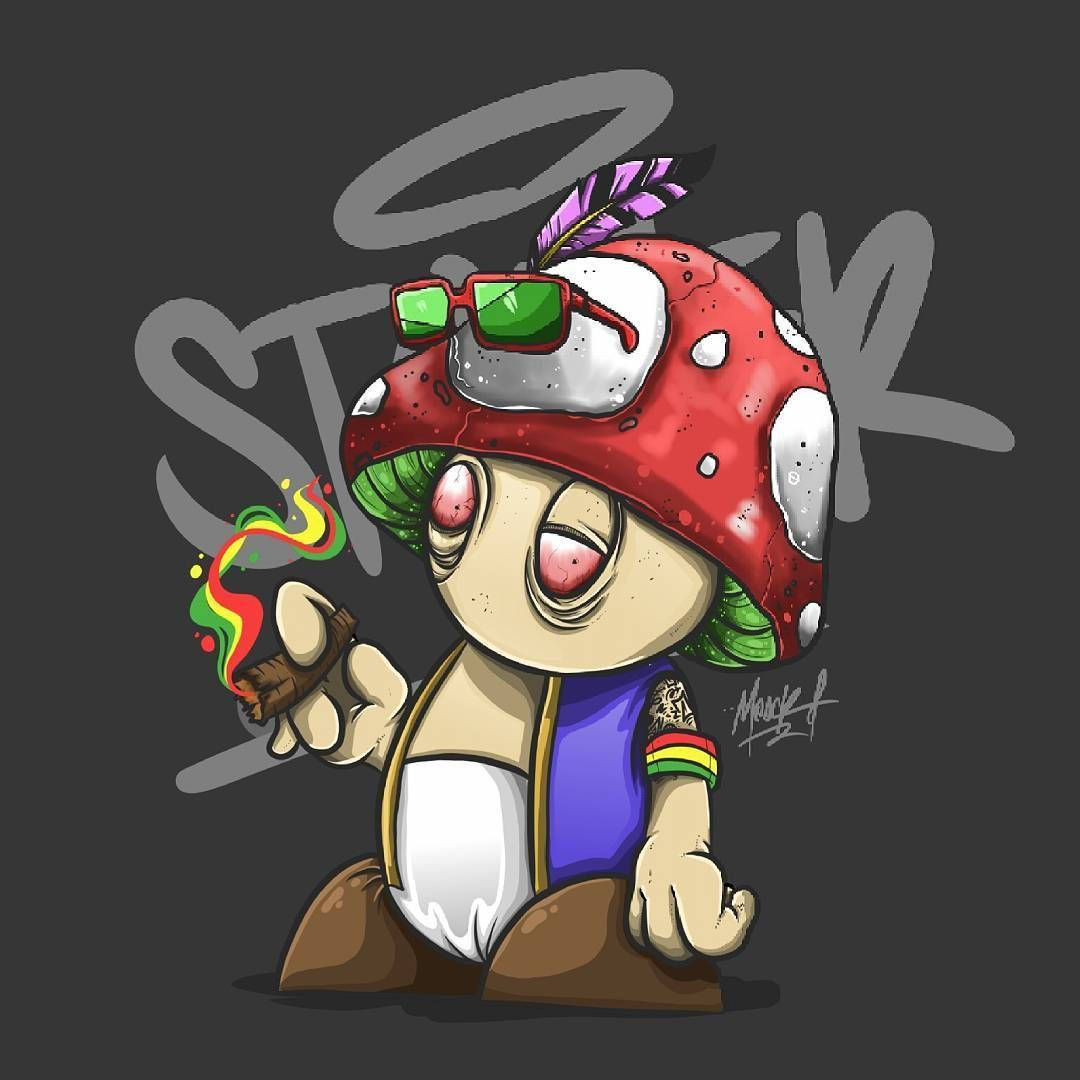 Download Stoned Mushroom Cartoon Wallpaper