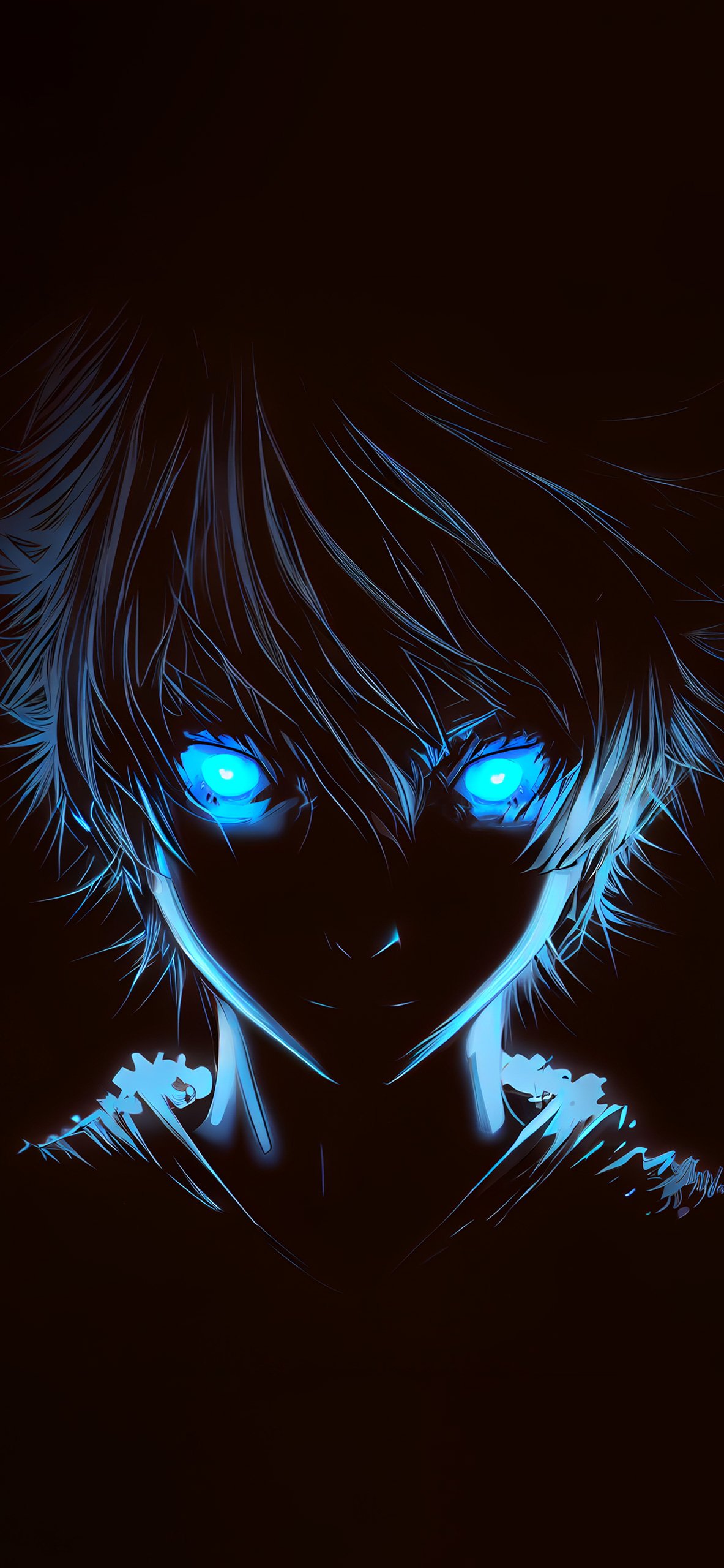 Boy with Blue Glowing Eyes Anime