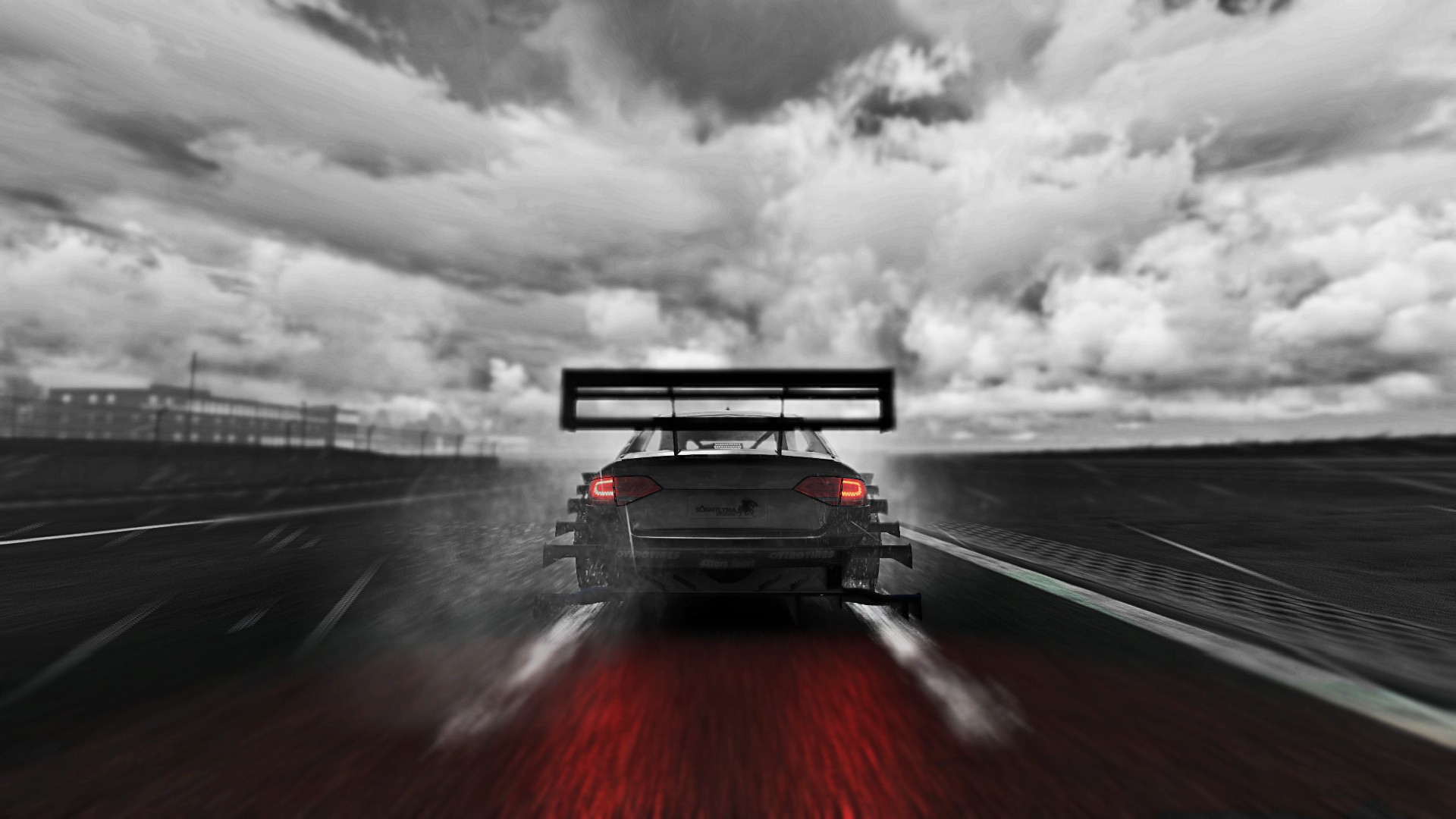 Audi Cloud Motion Blur Race Car Wallpaper:1920x1080